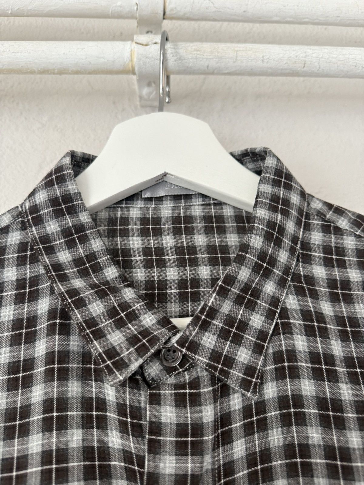 Dior Dior Grey Checkered Cotton Shirt with Chest Pockets Size US L / EU 52-54 / 3 - 6 Thumbnail
