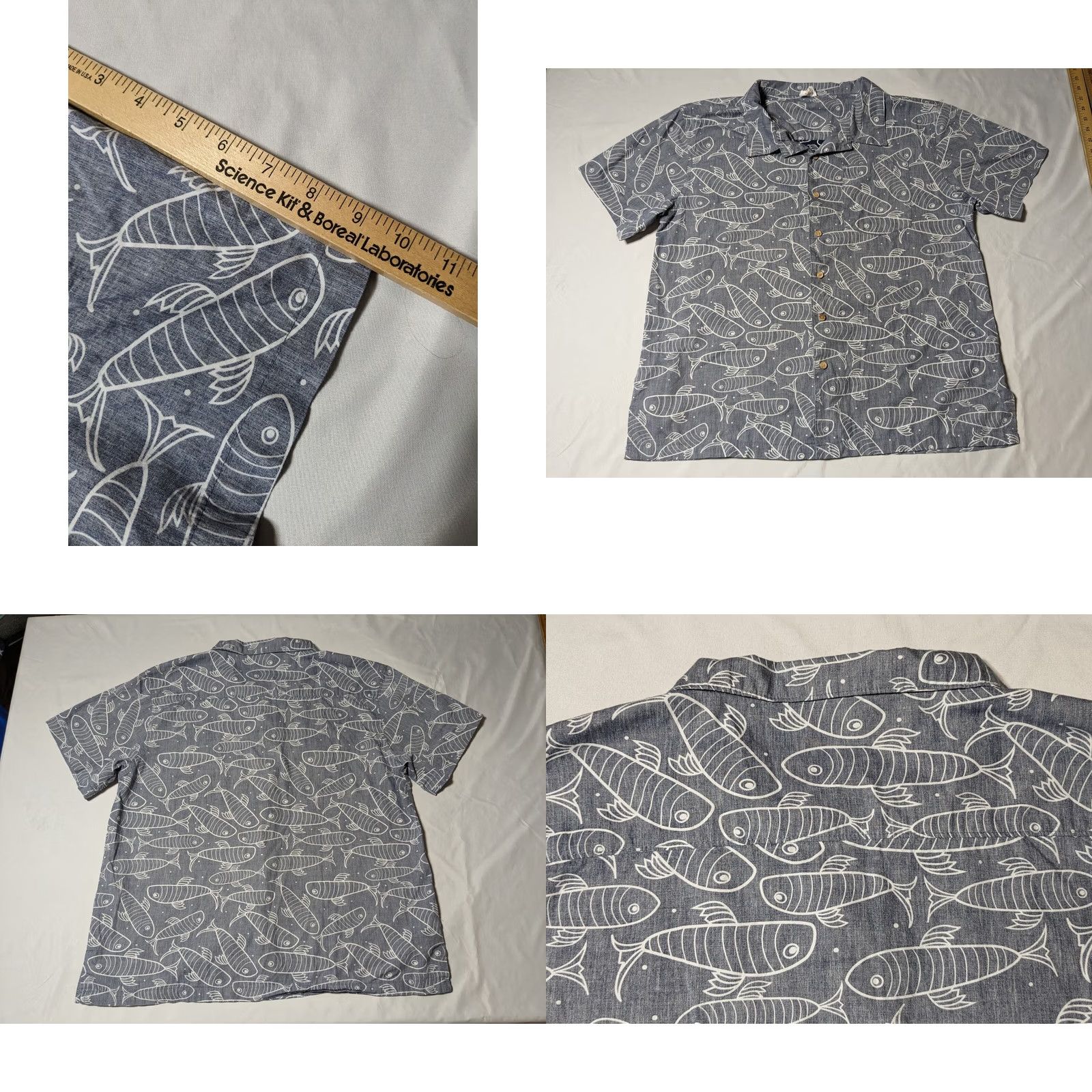 Paradise Barefoot In Paradise Men Button-Up Shirt XL Blue FISH AOP Cardigan? Size US XL / EU 56 / 4 - 9 Thumbnail