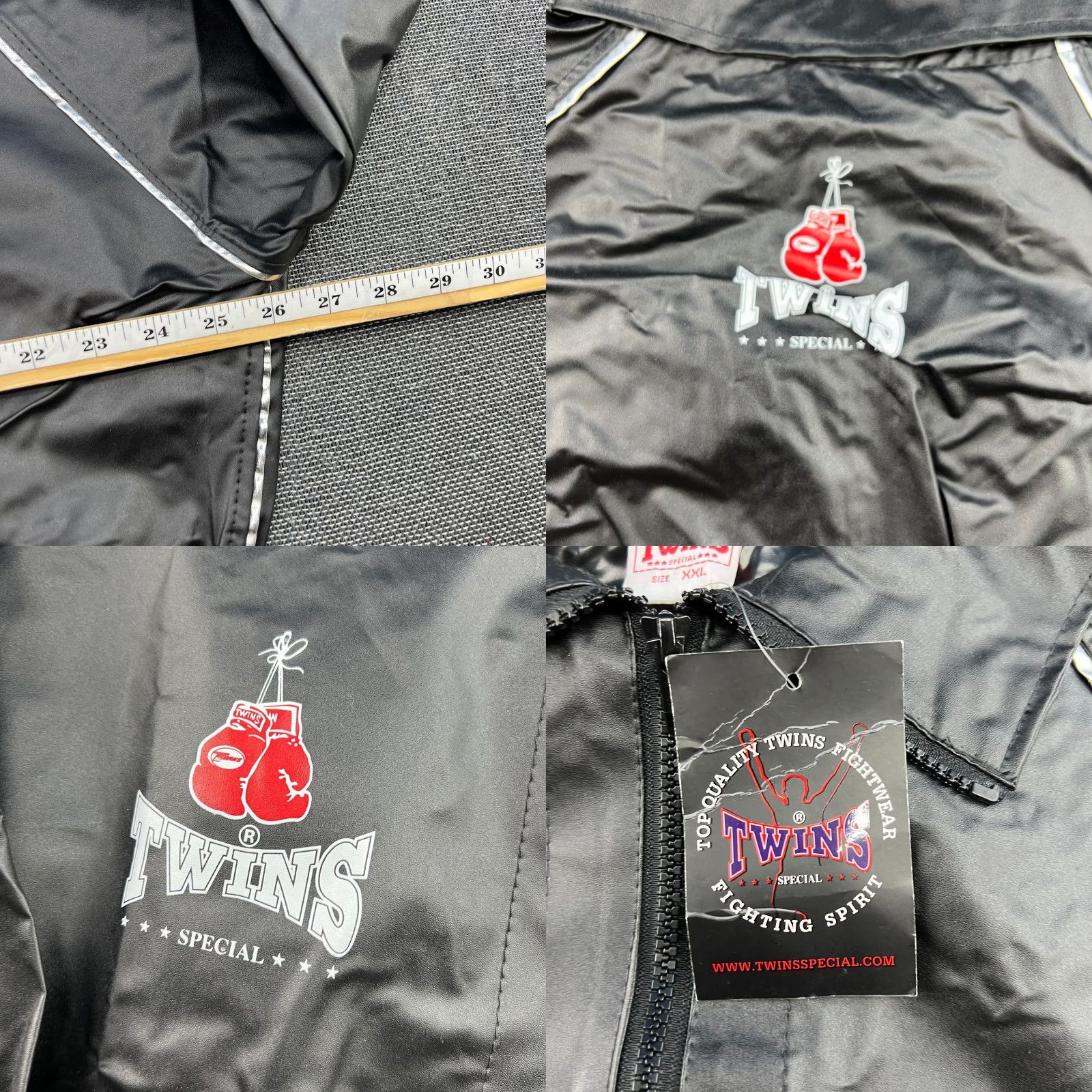 Twins Twins Special Sanuna Jacket Mens 2XL Black Thailand Muay Thai Sweat Jacket Track Jacket Full Zip Hooded Pockets 2XL Mens Size US XXL / EU 58 / 5 - 8 Thumbnail