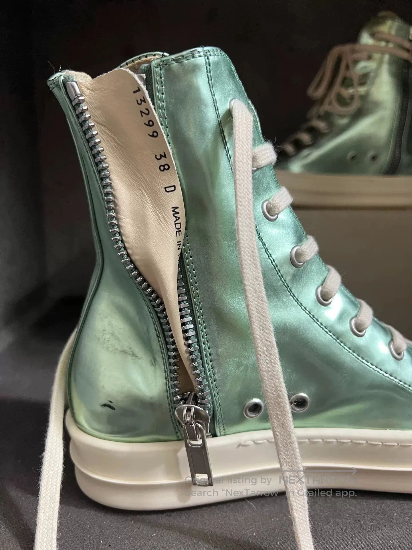 Rick Owens rick owens green mirrored sneaker high. Size US 6.5 / EU 39-40 - 6 Thumbnail