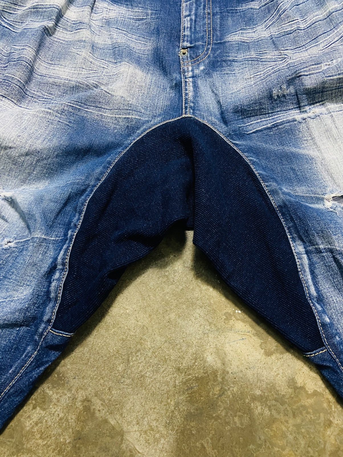 Japanese Brand Glamb Drop Crotch Distressed Denim Jeans Size US 38 / EU 54 - 5 Thumbnail