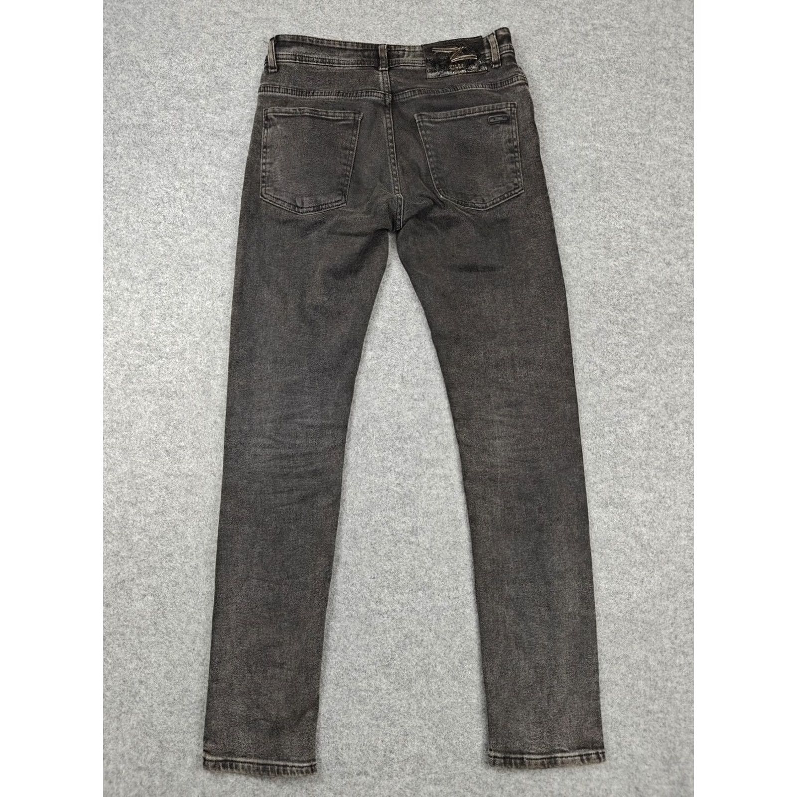 Denime Zilli 1148 Jeans Mens 29x31 Gray Charcoal Wash Slim Skinny Denim Cotton Pants Size US 29 - 6 Thumbnail