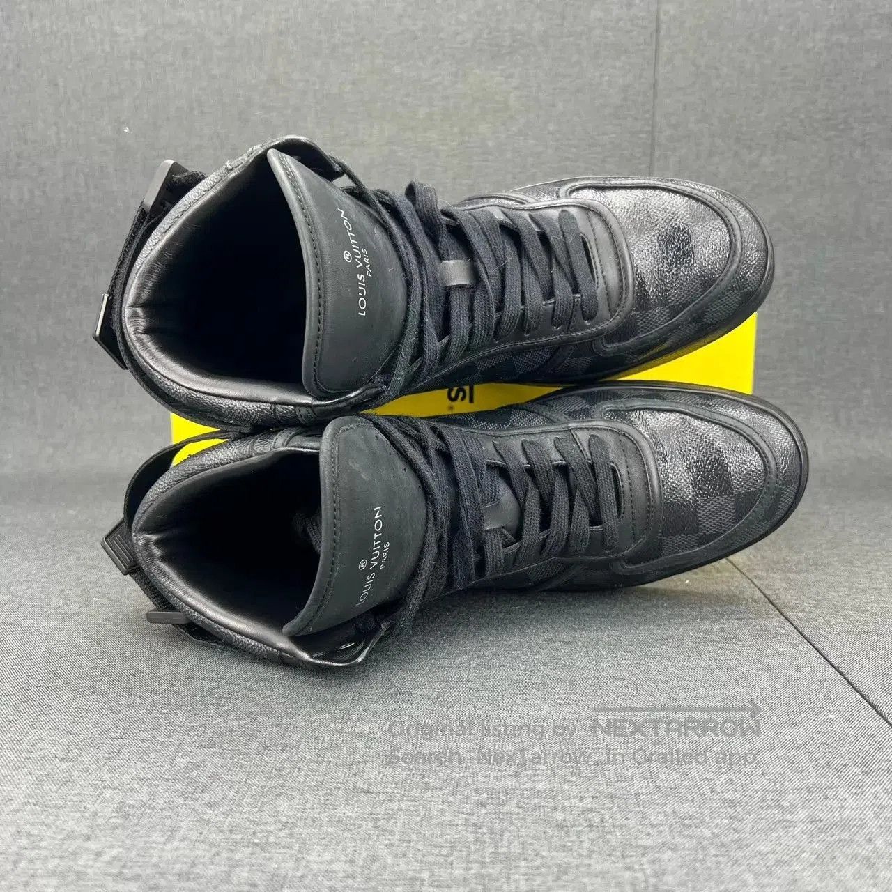 Louis Vuitton Black Checkered High-Top Sneakers. Size US 7 / EU 40 - 8 Thumbnail