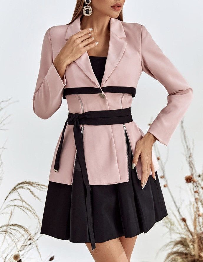 Designer × Other NWT, Lavishly Paris Pink Long Sleeve Skirt Suit Dress. Size M / US 6-8 / IT 42-44 - 6 Thumbnail