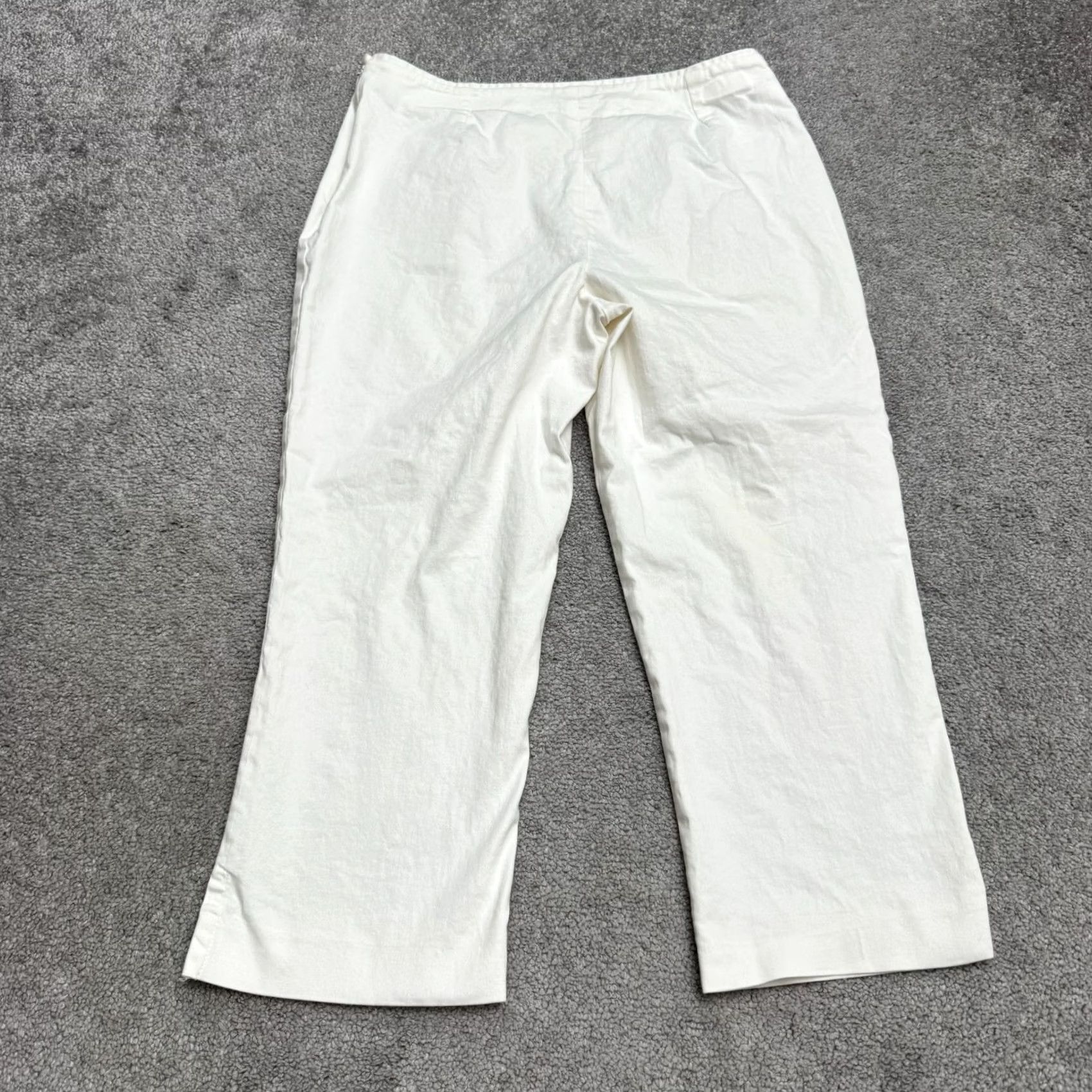 Vintage Trucco White Cotton Straight Cropped Ankle Pants Womens 12/44 High Rise Casual Slim Fit Size 34" / US 12 / IT 48 - 2 Thumbnail