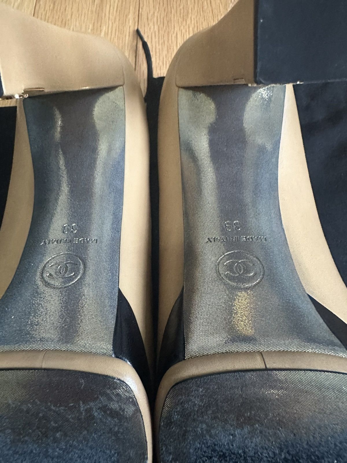 Chanel Chanel CC Platform Pumps - Beige/Black Size US 9 / IT 39 - 8 Thumbnail