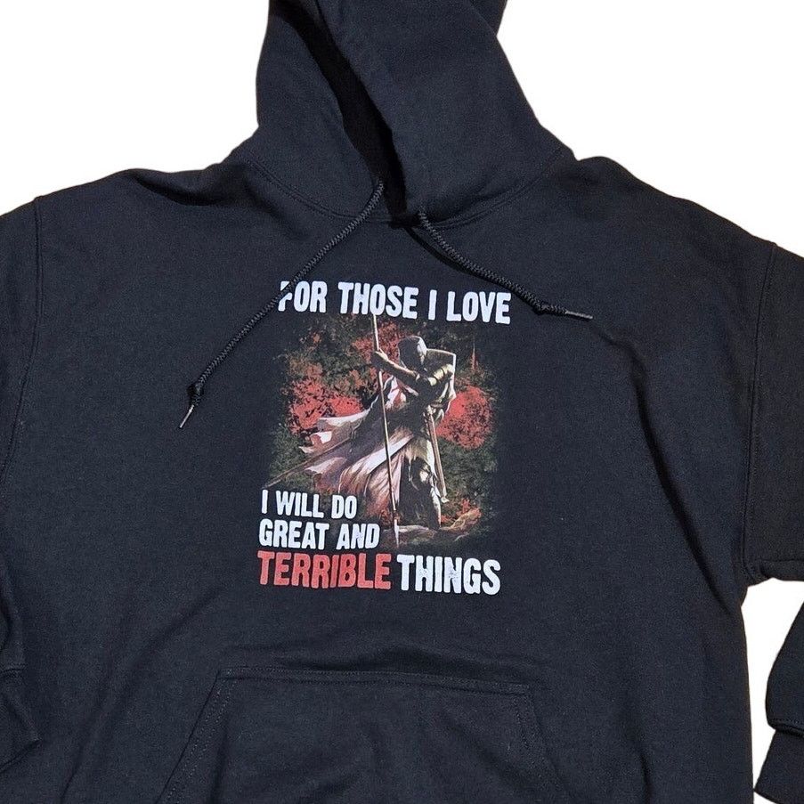 Gildan Knight Crusader Viking Soldier Fantasy hoodie sz L Size US L / EU 52-54 / 3 - 1 Thumbnail