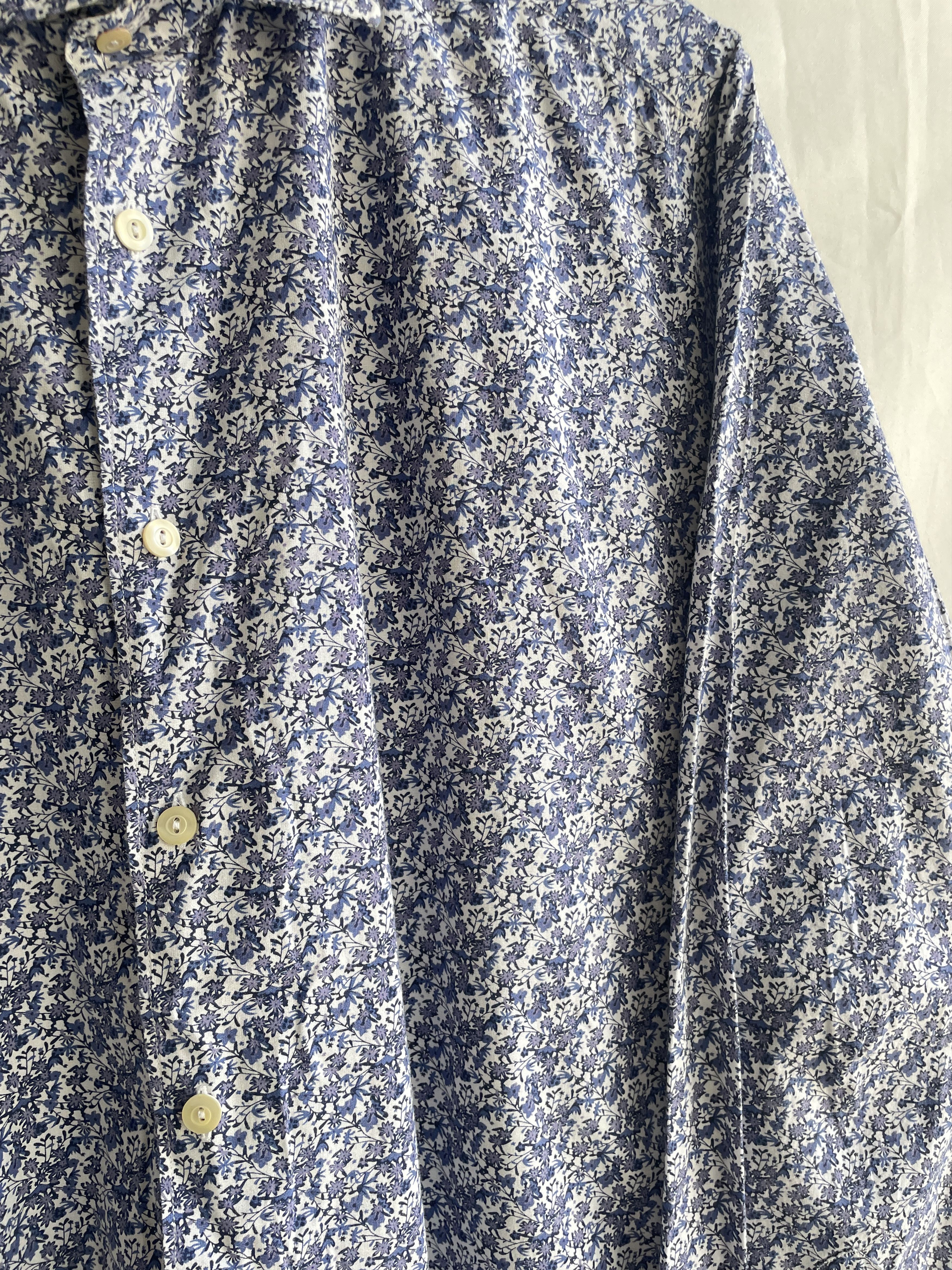 Tintoria Mattei Tintoria Mattei 954 Floral Slim Cotton Spread Collar Shirt Size 42R - 6 Thumbnail