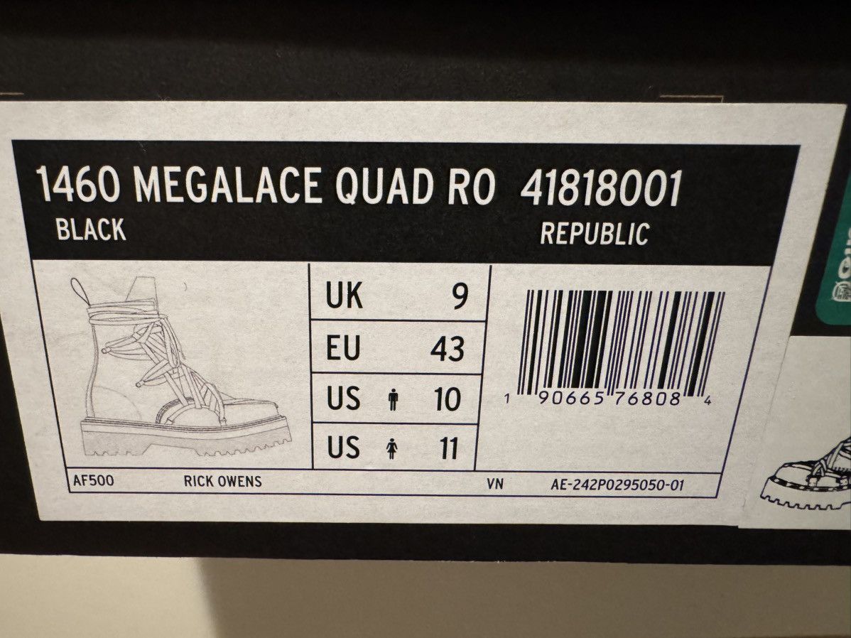 Dr. Martens × Rick Owens Rick Owens x Dr. Martens 1460 Megalace Quad RO - US 10 Size US 10 / EU 43 - 8 Thumbnail