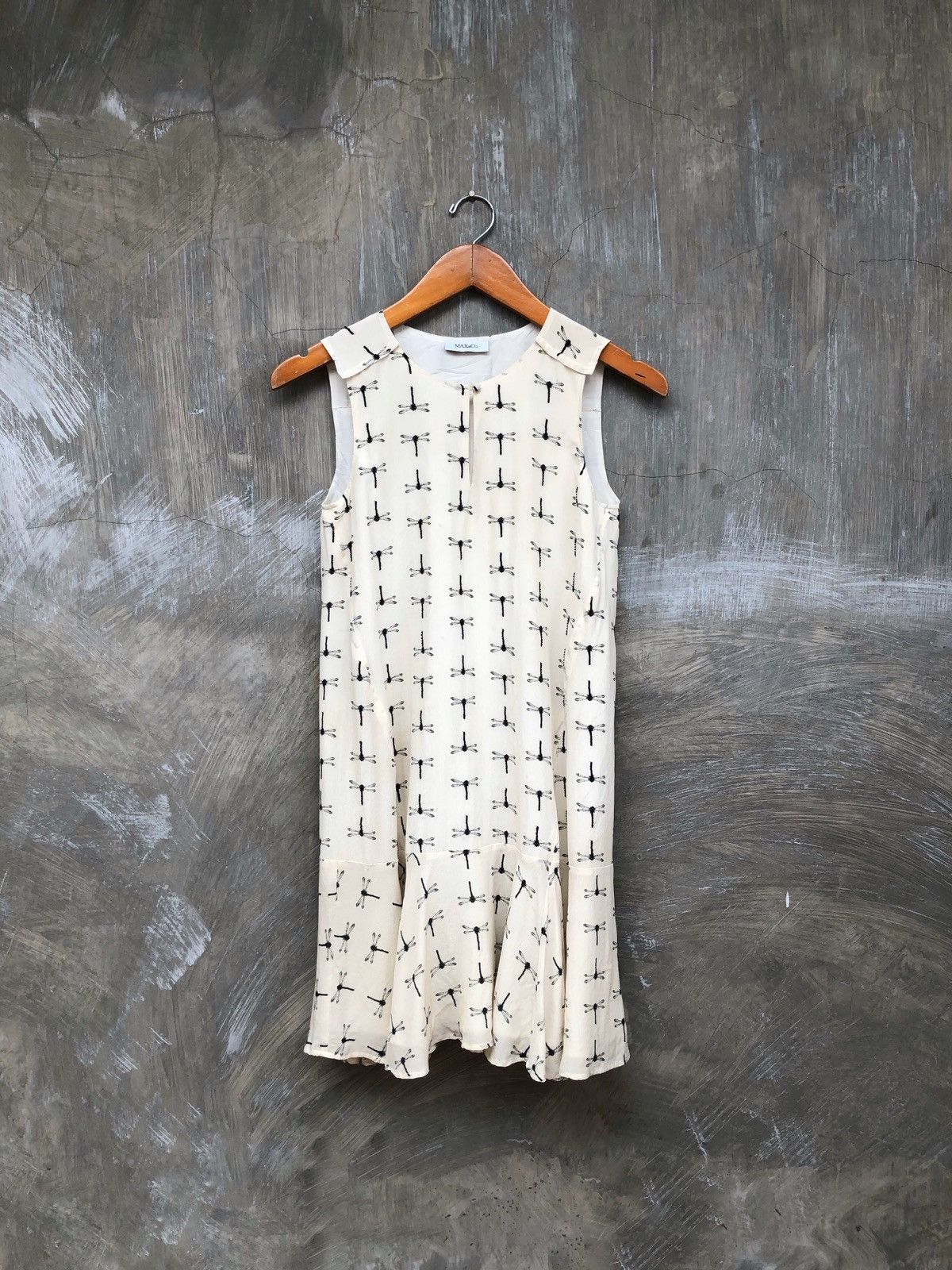 MAX&Co. MAX&Co Dragonfly Pattern Women White Midi Dress Size XS / US 0-2 / IT 36-38 - 1 Thumbnail