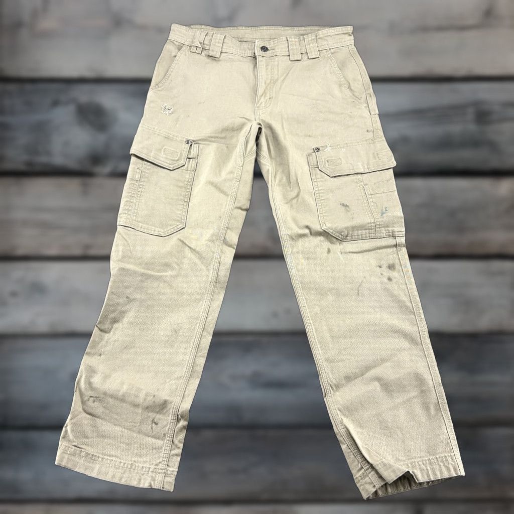 Vintage Duluth Pants Mens 32x30 Beige Slim Fit DFlex Fire Hose Canvas Stretch Cargo Straight Front Zip Pockets Logo Size US 32 / EU 48 - 1 Thumbnail