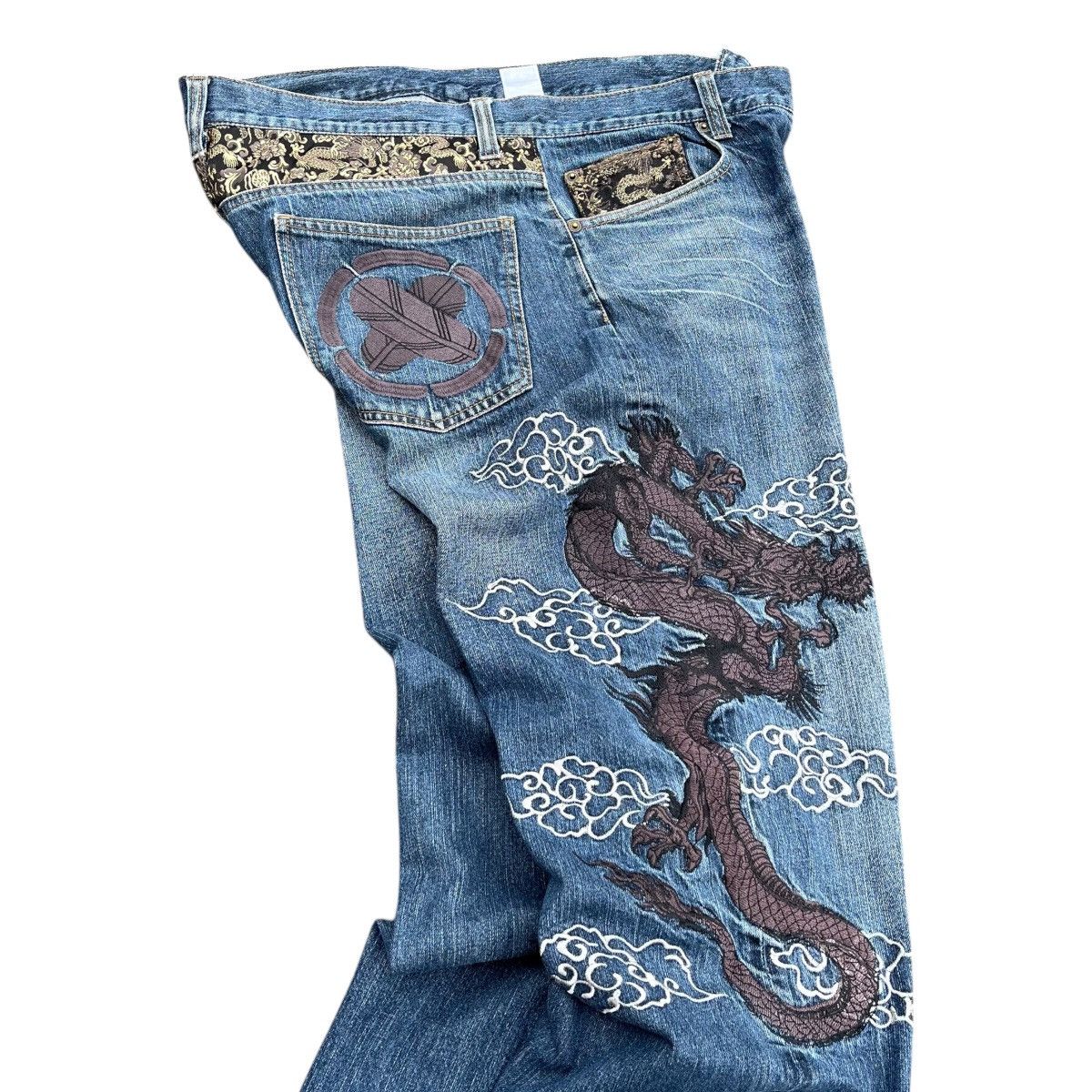 Ed Hardy Vintage Karakuri Tamashii Embroidered Dragon Jeans Y2K Size US 40 / EU 56 - 16 Thumbnail
