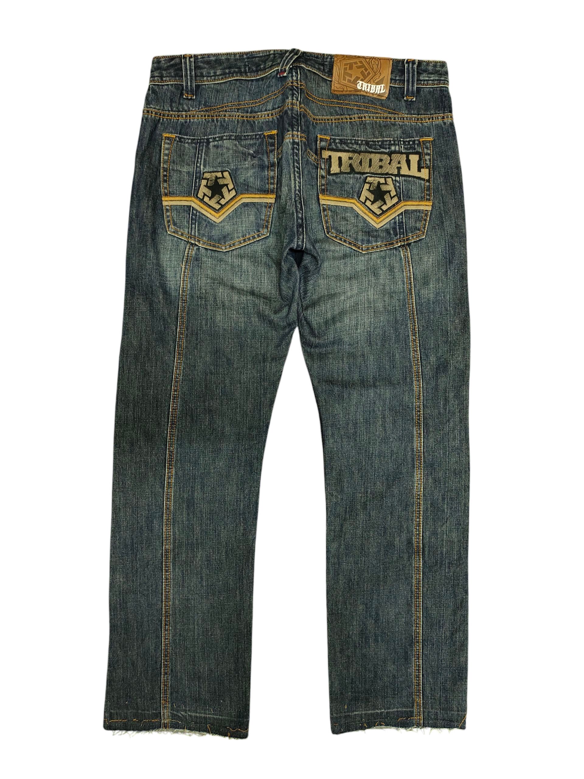 Tribal Streetwear 2000s Tribal Streetwear Embroidered Logo Pocket Denim Jeans Size US 33 - 1 Thumbnail