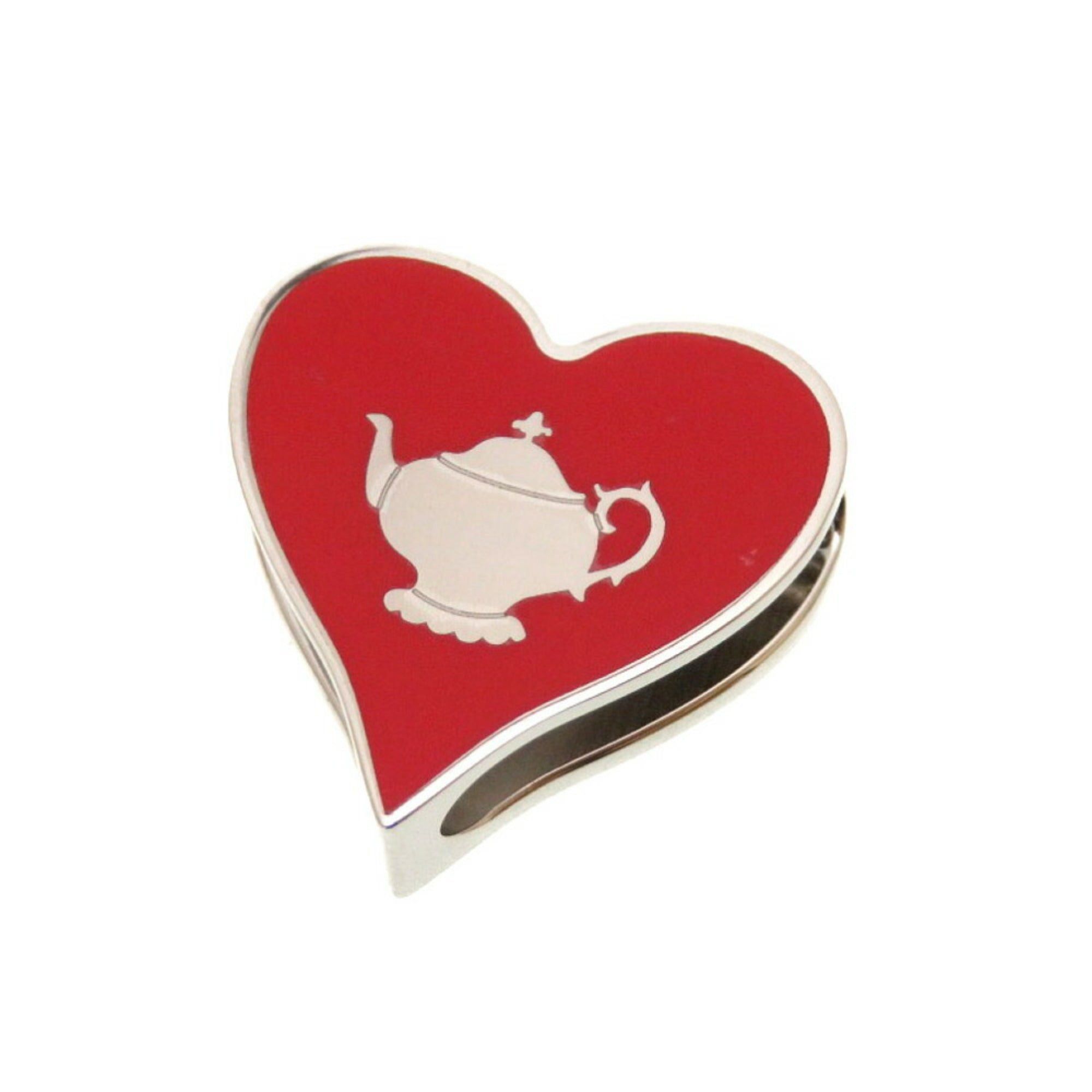 image of Hermes Tea Time Heart Twilly Ring Rouge Red Silver Scarf Muffler in Black, Women's