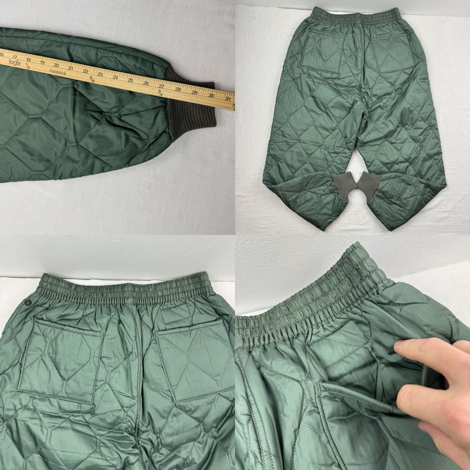 Vintage VINTAGE Army Quilted Pants - 1960s USA Military Snap Closure - Adult Large - Green Chino Style Trousers, Relaxed Fit, 30in Inseam, Workwear Mens Size US 33 - 8 Thumbnail