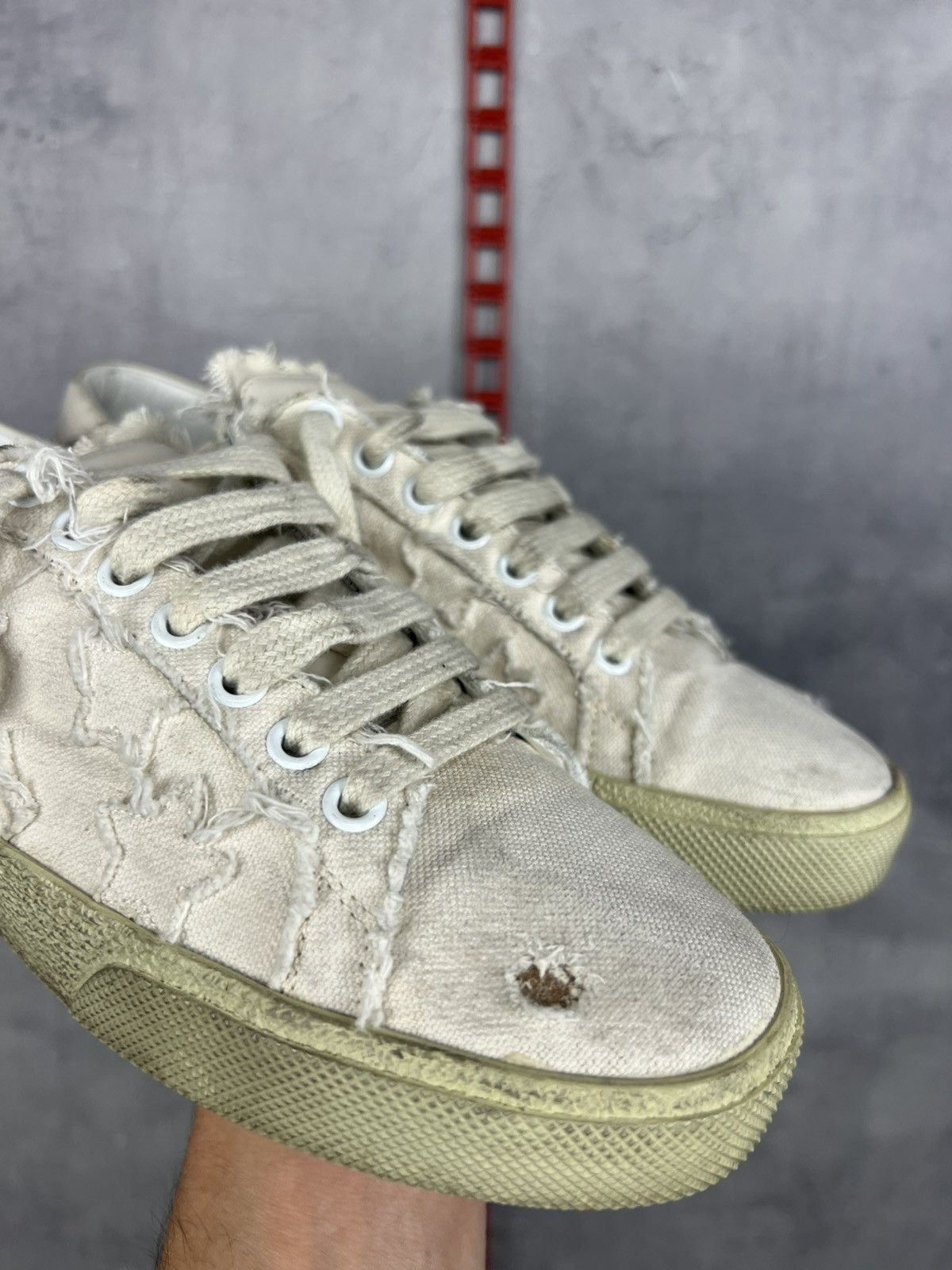 Saint Laurent Paris Saint Laurent Canvas Distressed Accents Sneakers Sz 37/24cm Size US 7 / IT 37 - 16 Thumbnail