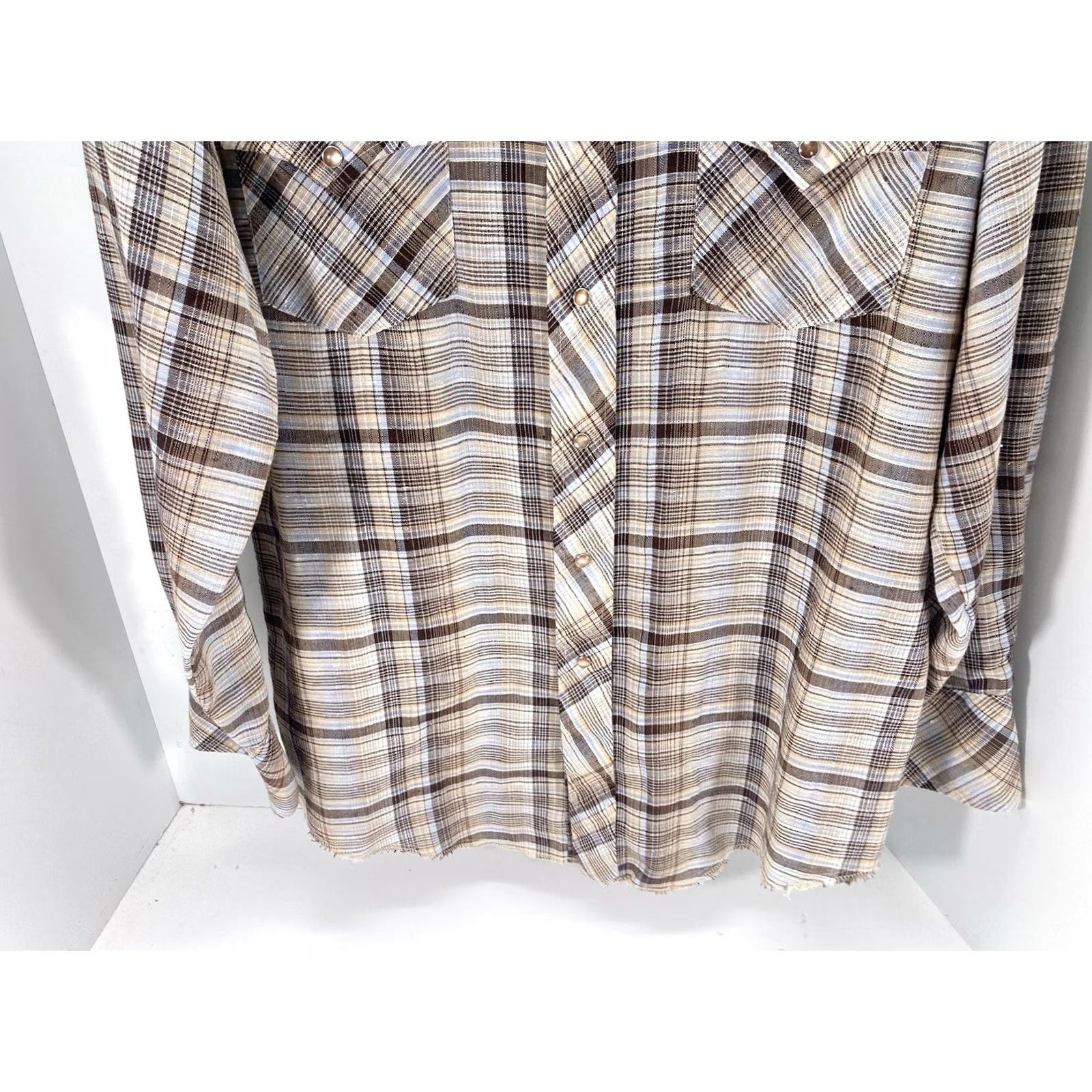 Vintage VINTAGE Dan Rivers Pearl Snap Shirt Men Medium 15.5/32 Brown Plaid Long Sleeve Shirt Mens VTG Size US M / EU 48-50 / 2 - 3 Thumbnail