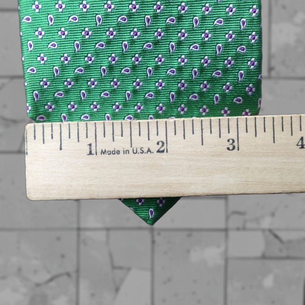 Polo Ralph Lauren VINTAGE Polo Ralph Lauren Tie Green Macclesfield Floral Embroidered Made in USA Size US M / EU 48-50 / 2 - 1 Thumbnail