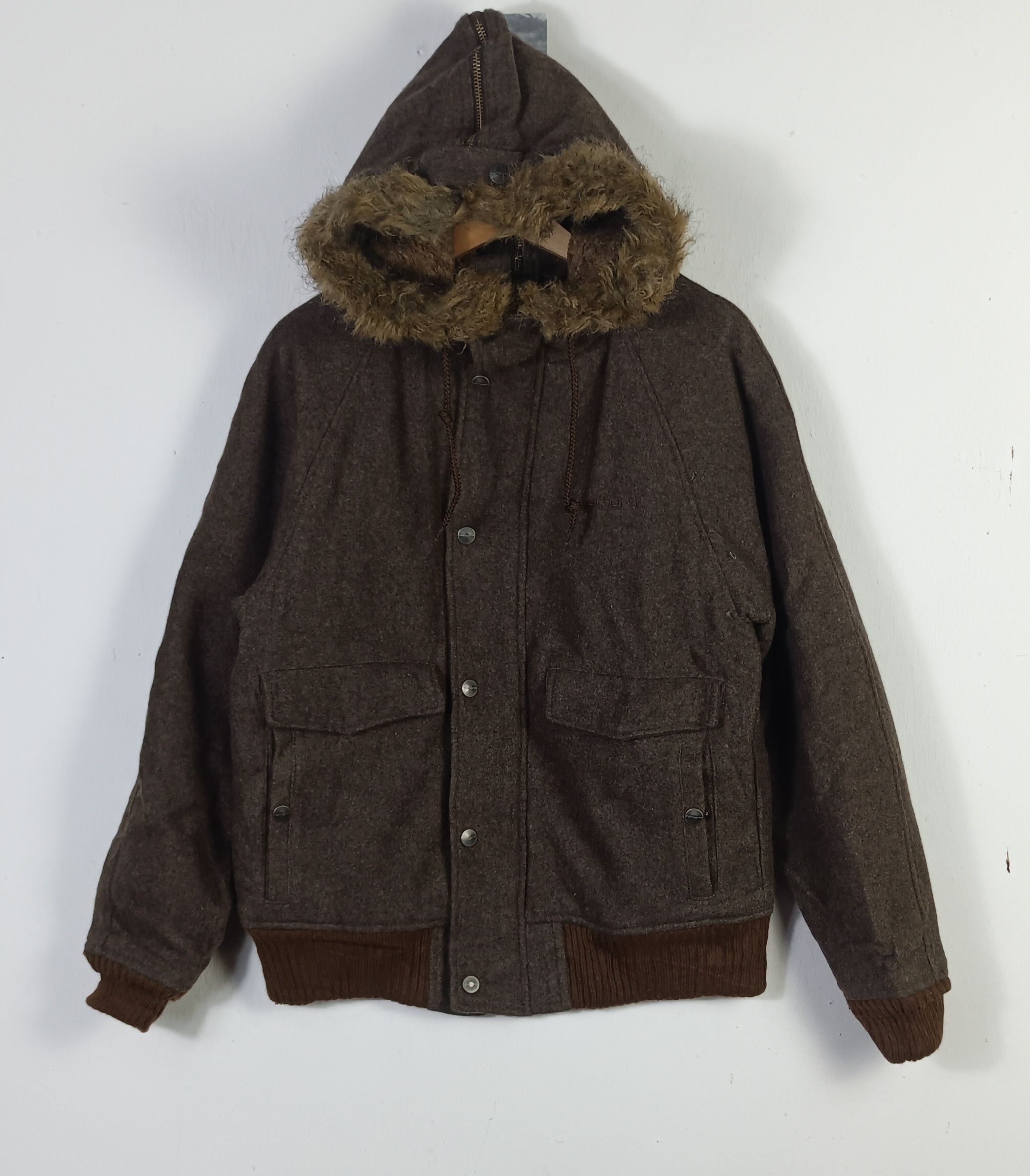 Carhartt Vintage 90s🔥 Carhattt Hoodie Wool Jacket Size US M / EU 48-50 / 2 - 1 Thumbnail
