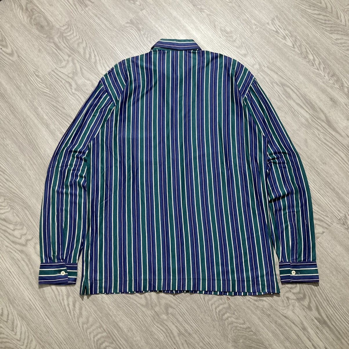 Vintage 🇮🇹 1990s Vintage Pavesi Polvato Silk Striped Shirt Luxury Size US L / EU 52-54 / 3 - 9 Thumbnail