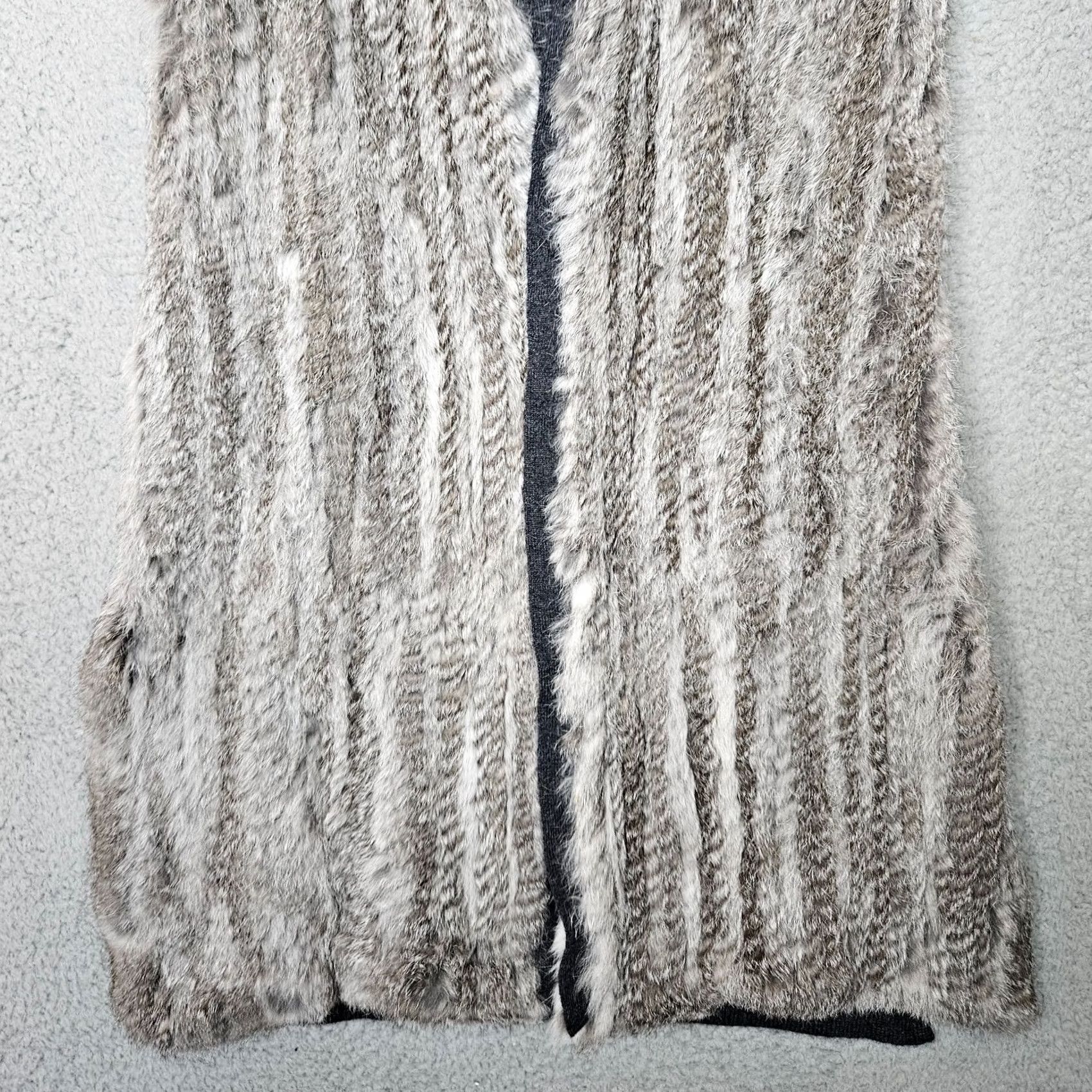 Vintage The Cashmere Project Cardigan Women's Gray Open Front Fur Trim Sz S Size S / US 4 / IT 40 - 4 Thumbnail