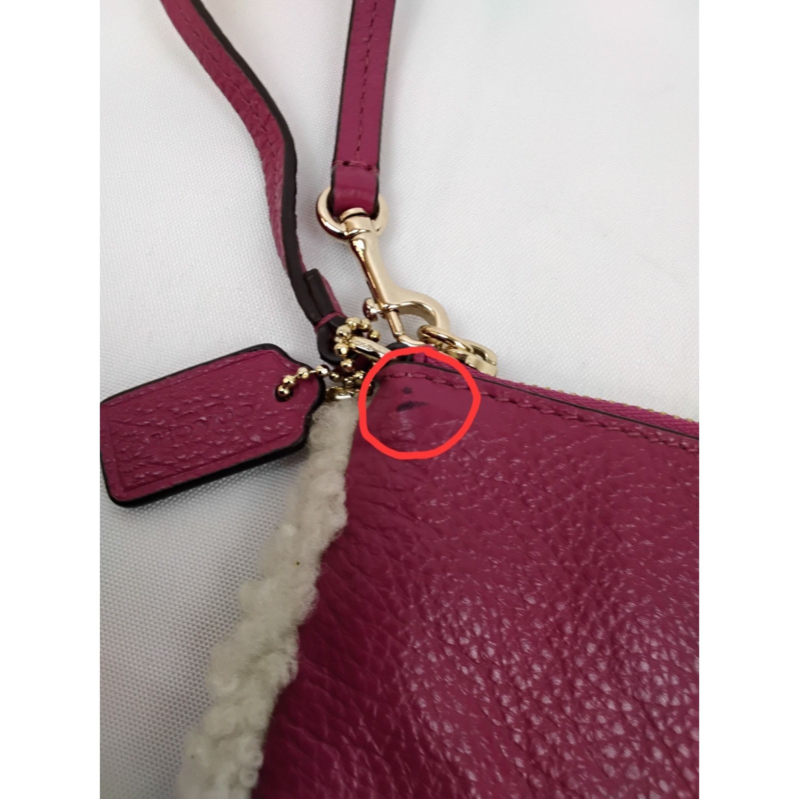 Coach Coach Wristlet Pouch Pink Leather With Shearling Fleece Trim Size ONE SIZE - 10 Thumbnail