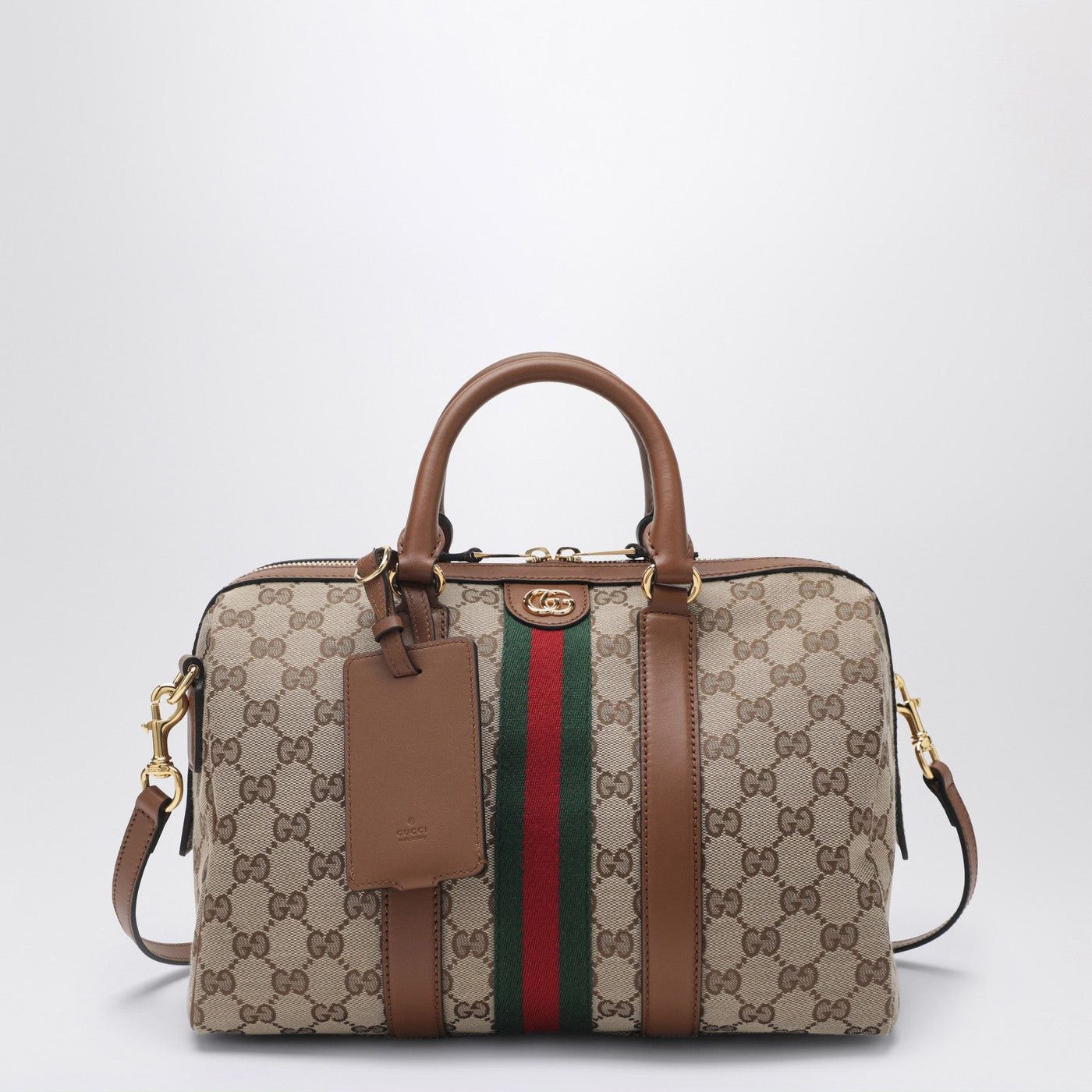 Gucci Gucci Medium Ophidia Duffle Bag In Beige And Brown Gg Fabric Size ONE SIZE - 1 Thumbnail