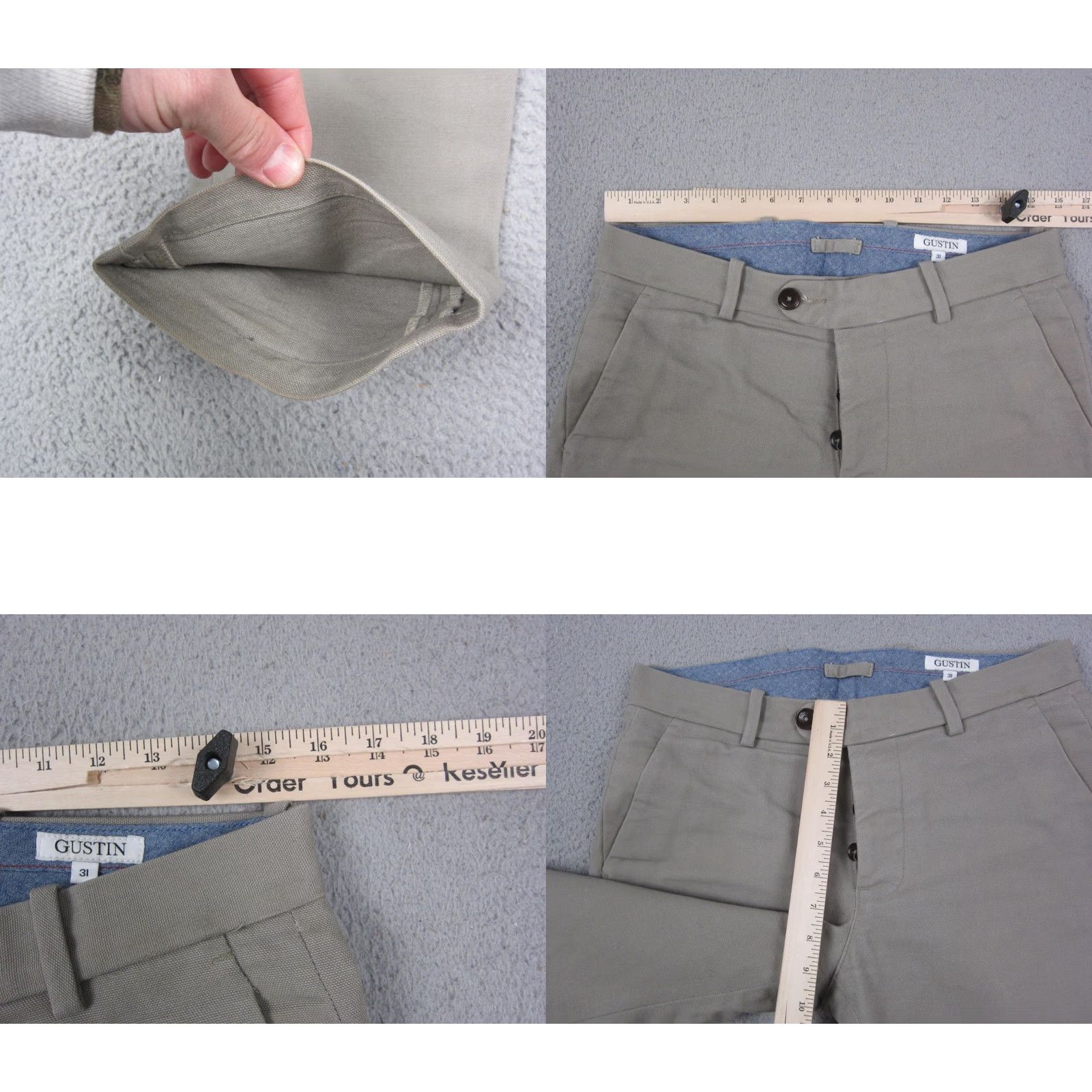 Gustin Gustin Pants Mens 31 Beige Slim Fit Chino Straight Wool Cotton Button Fly USA Made Pants Mens 31 Beige Slim Chino Straight Button Fly USA Made Size US 31 - 8 Thumbnail