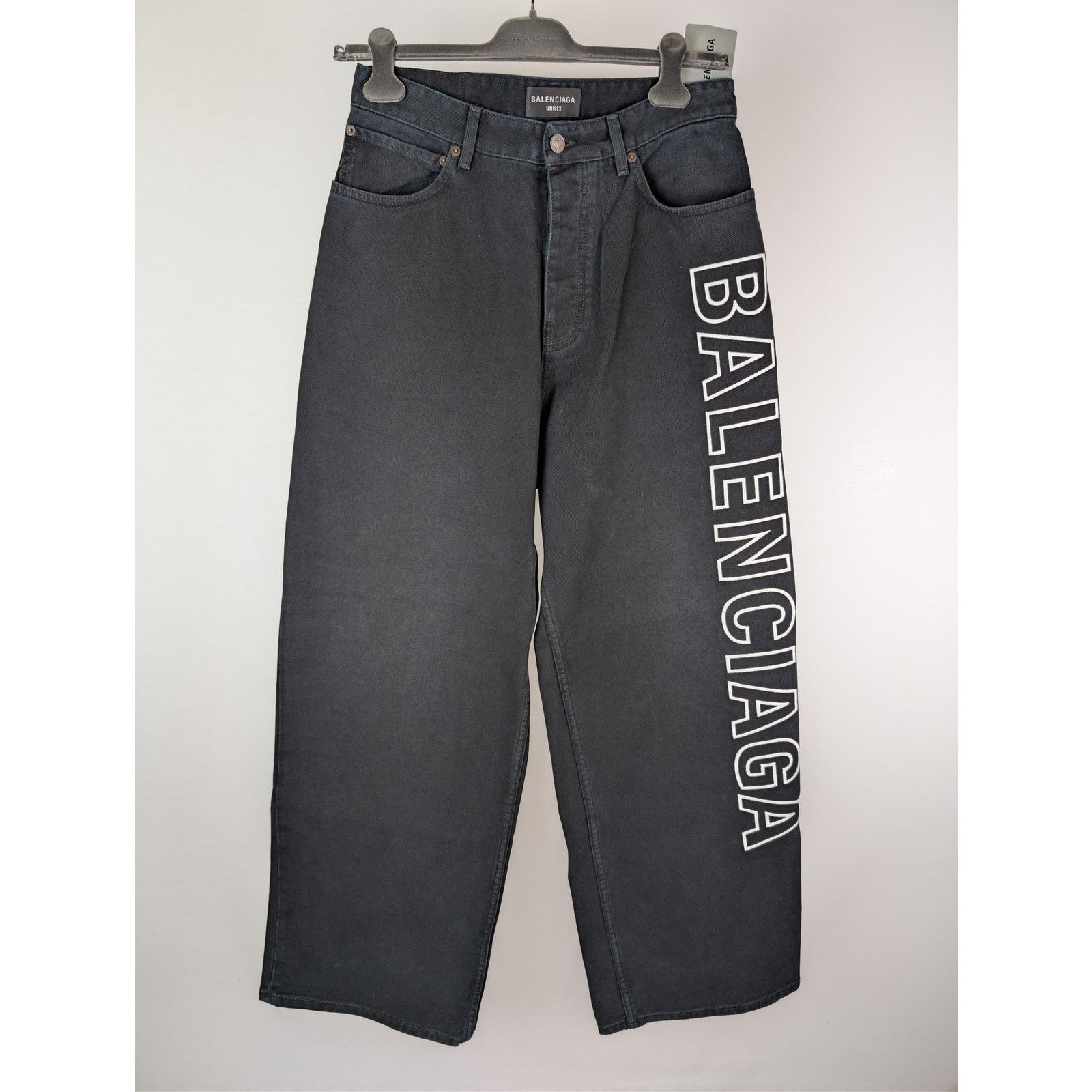 Balenciaga o1rshd1 Left Hand Denim Baggy Pants in Sunbleached Black Size US 34 / EU 50 - 9 Thumbnail