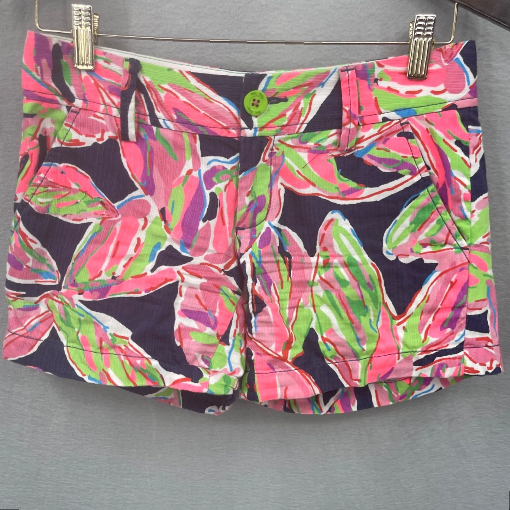 Lilly Pulitzer Lilly Pulitzer Callahan Shorts Womens 00 Floral Blue Preppy Casual Pockets Size 24" / US 00 / IT 34 - 2 Thumbnail