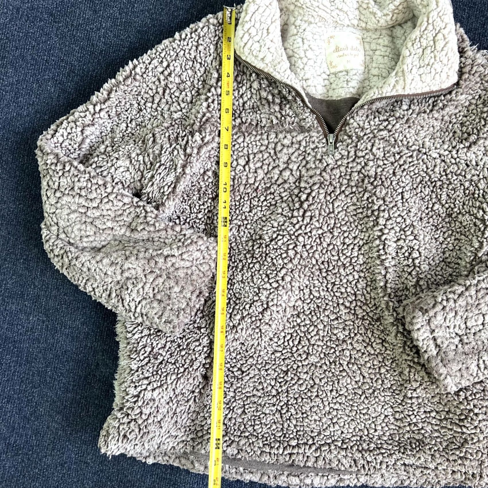 Vintage Altar'd State Jacket Womens Medium Beige Sherpa Fleece Quarter Zip Pullover Size M / US 6-8 / IT 42-44 - 5 Thumbnail