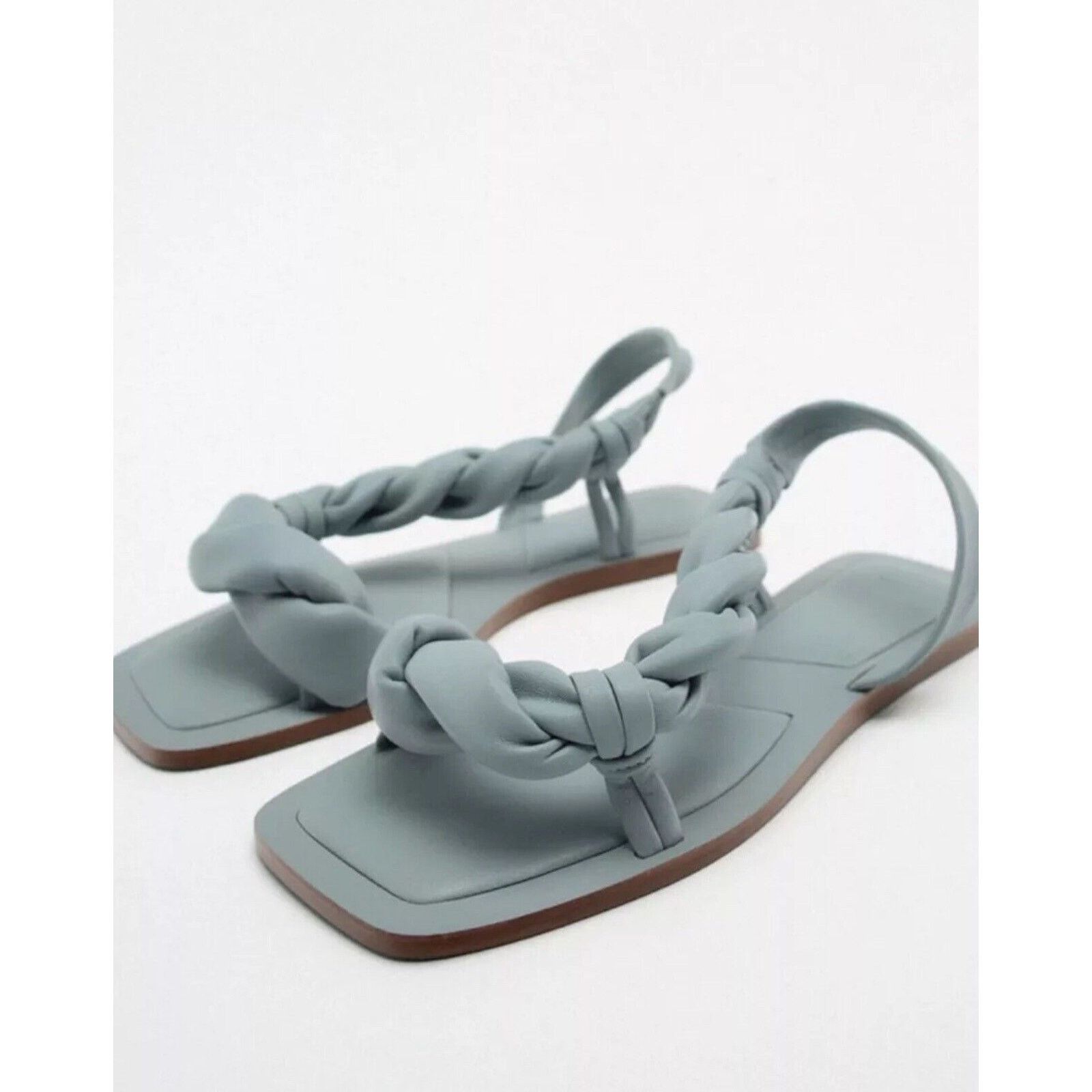 Zara ZARA BLUE SANDIAL BRAIDED FLATS SHOES SZ 38 7.5 Size US 5 / IT 35 - 2 Thumbnail