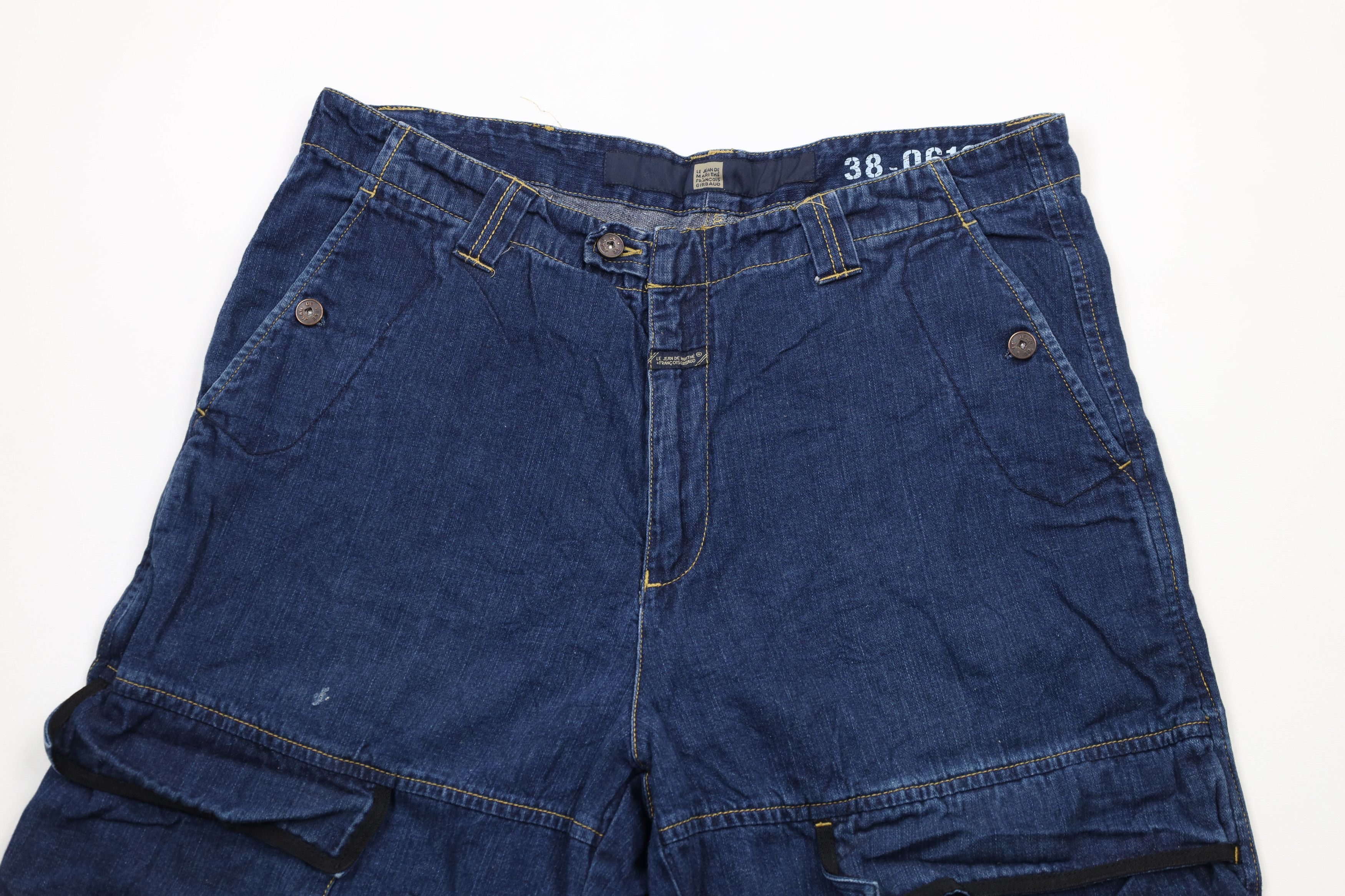 Marithe + Francois Girbaud × Vintage Vintage 90s Marithe Francois Girbaud Strap Denim Shorts Size US 38 / EU 54 - 2 Thumbnail