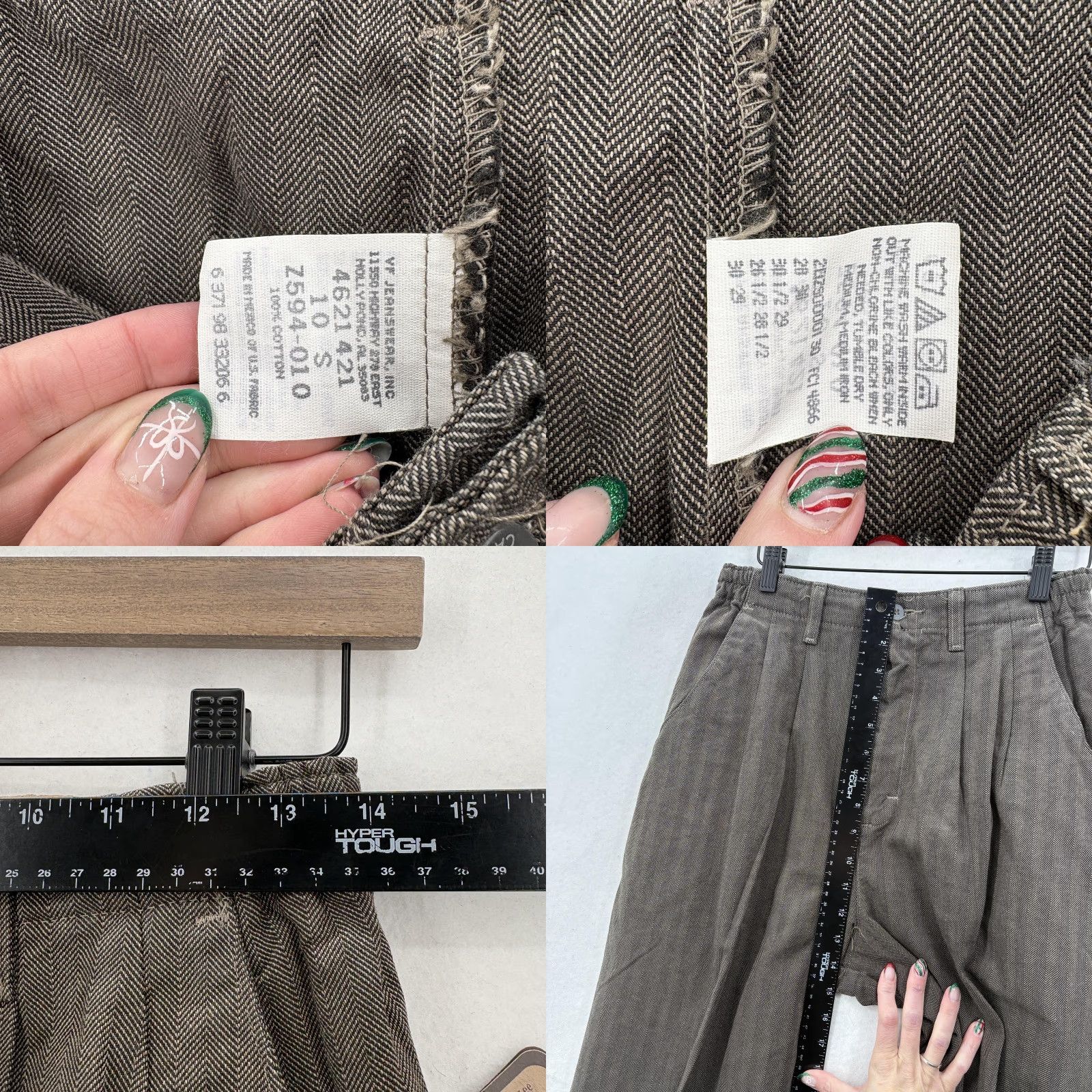 Lee Lee Pants Womens 10 Short Brown Herringbone Side Elastic Wrinkle Free Tapered Size 32" / US 10 / IT 46 - 8 Thumbnail