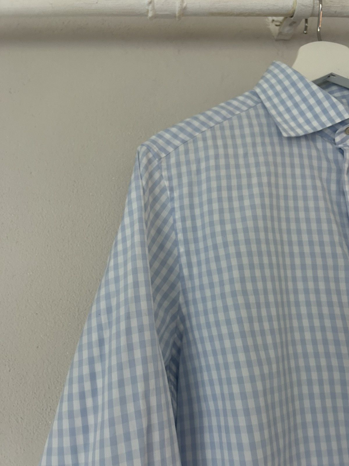 Gucci Gucci Blue Gingham Shirt with Bee Cuff Patch Size US M / EU 48-50 / 2 - 8 Thumbnail