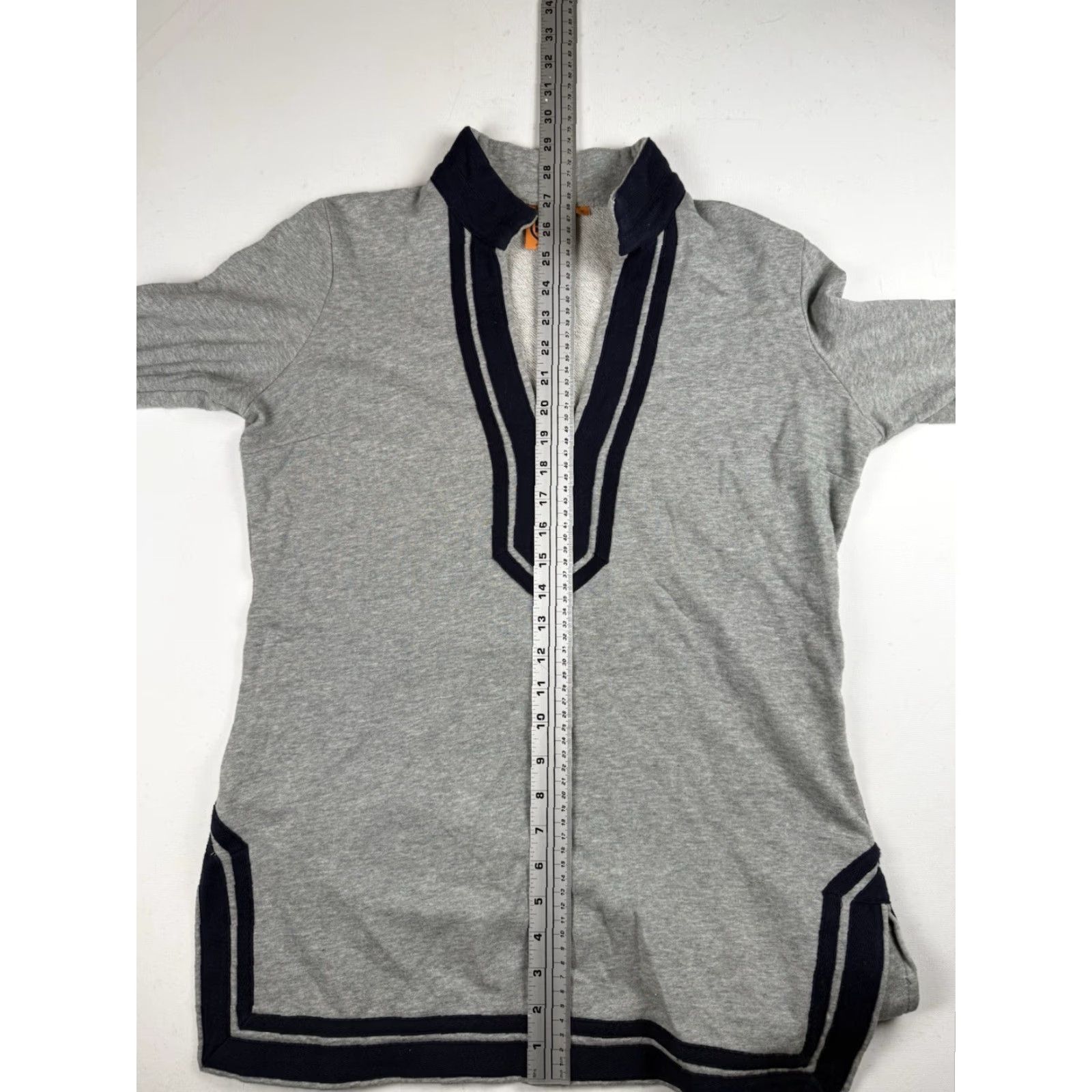 Tory Burch Tory Burch Sweater Tunic Womens Medium Gray Cotton Knit V-Neck Long Sleeve Regular Size M Size M / US 6-8 / IT 42-44 - 5 Thumbnail