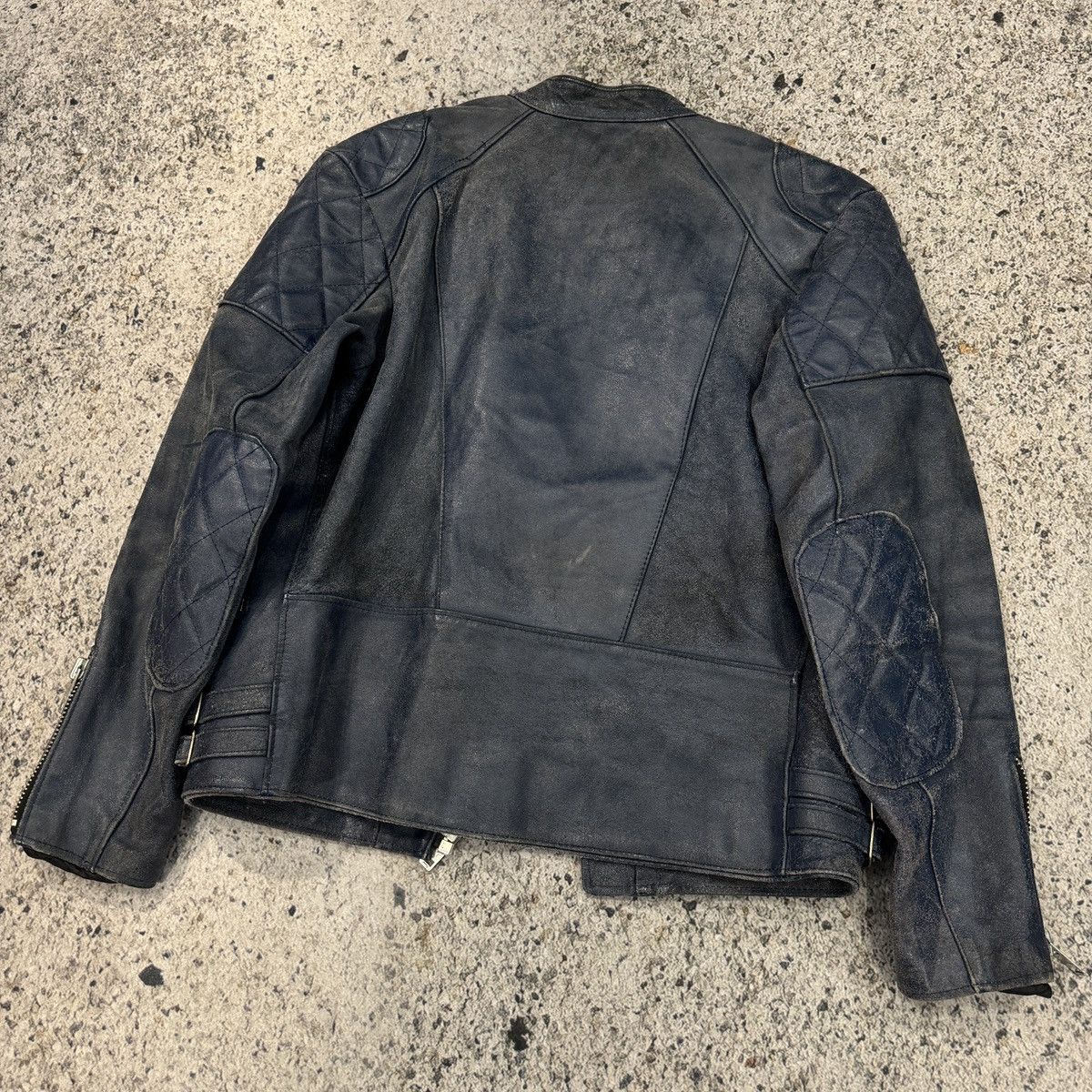 Vintage Faded Washed Blue Leather Moto Zip Jacket ERD Grunge Biker Size US L / EU 52-54 / 3 - 17 Thumbnail