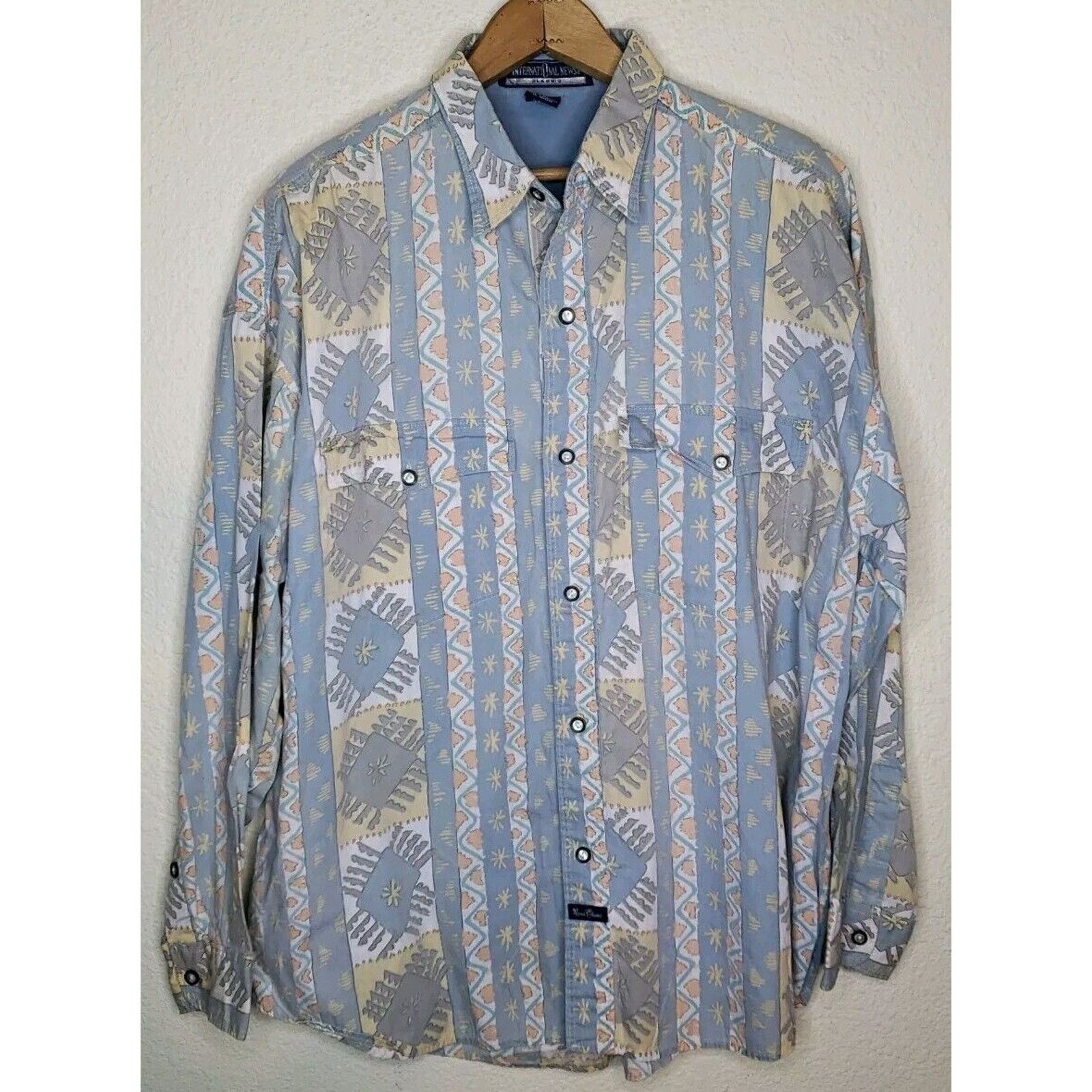Other Vintage 90s International News Abstract Button Shirt MEDIUM Size US M / EU 48-50 / 2 - 2 Thumbnail
