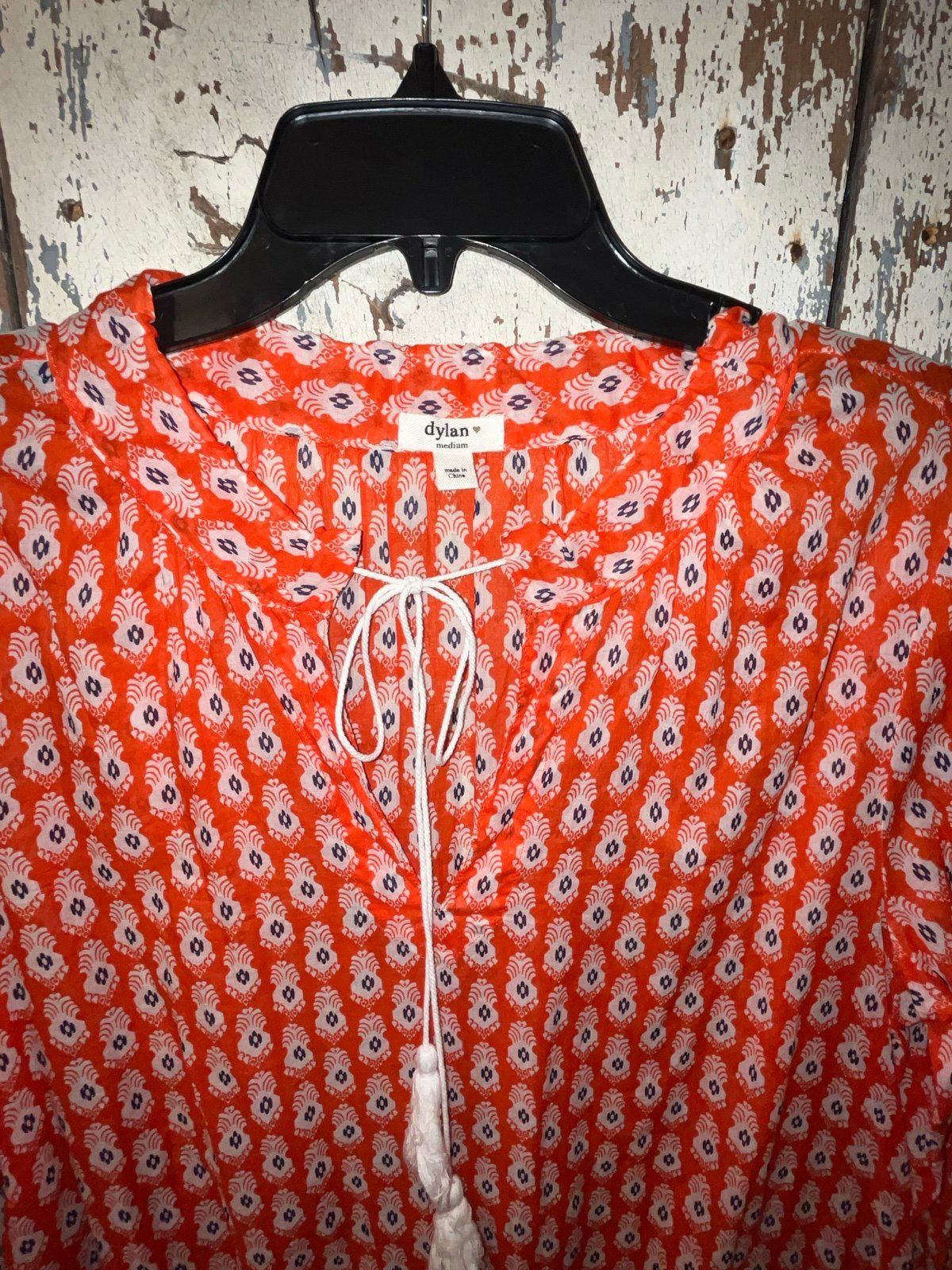 dylan Orange Boho Blouse Women's Medium Size M / US 6-8 / IT 42-44 - 4 Thumbnail