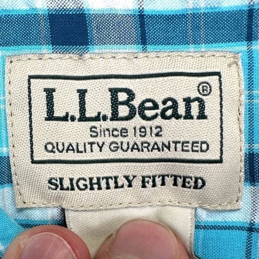 Vintage L.L. Bean Men Shirt Plaid Button-Down Short Sleeve 100% Organic Cotton Regular Blue Mens, Casual, Summer, Spring Size US L / EU 52-54 / 3 - 4 Thumbnail