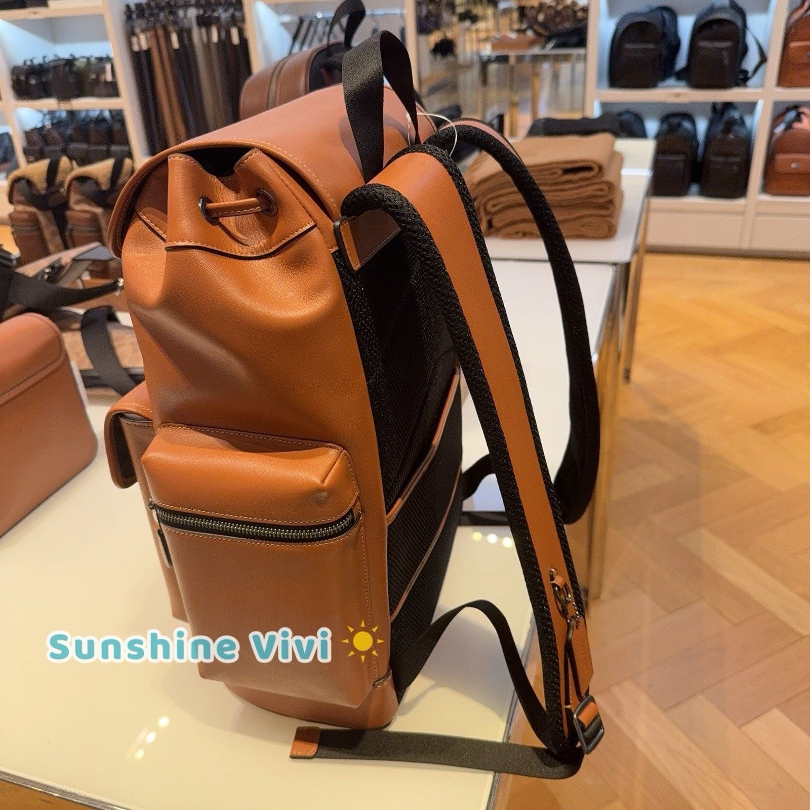 Coach NWT Coach Large Sprint Backpack Leather Gunmetal/Tan CDB61 Size ONE SIZE - 4 Thumbnail