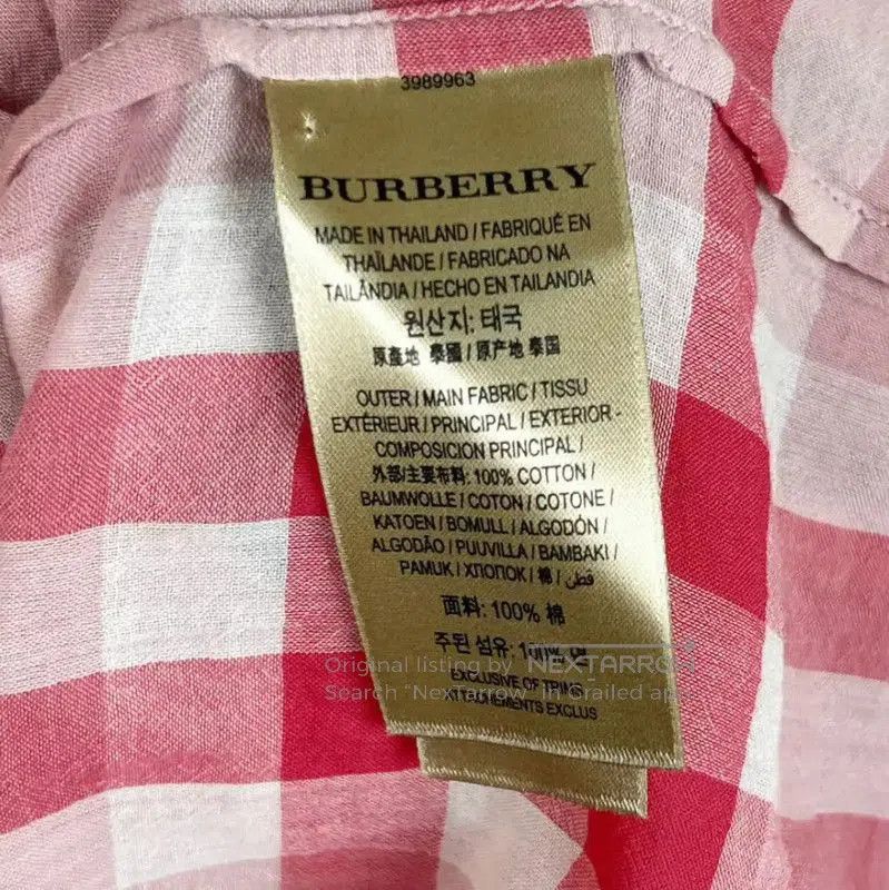 Burberry Burberry Pink Check Cotton Shirt for Women. Size M / US 6-8 / IT 42-44 - 6 Thumbnail
