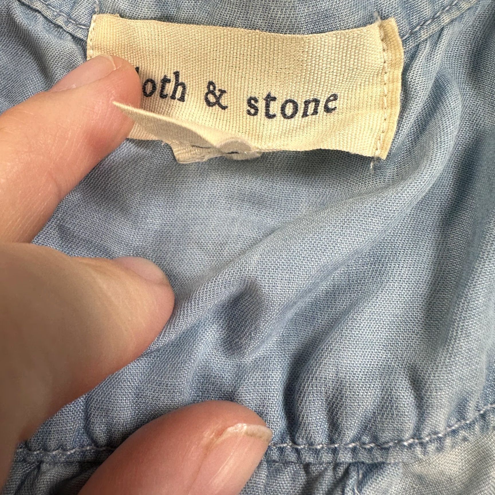CLOT Cloth & Stone Shirt Womens XL Blue Tencel Chambray Button Front Split Back USA Size XL / US 12-14 / IT 48-50 - 3 Thumbnail