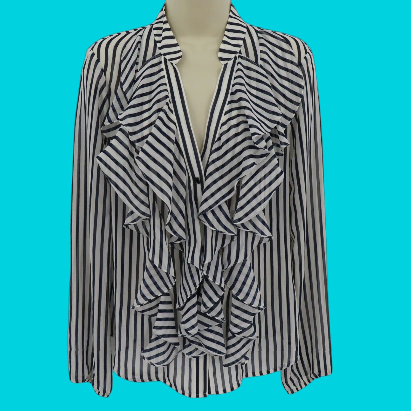 Vintage **Y2K VINTAGE Cache Women Blue White Stripe Button Blouse Shirt NEW** User: Y2K VINTAGE Cache Women Blue White Stripe Button Blouse Shirt NEW Size M / US 6-8 / IT 42-44 - 1 Thumbnail