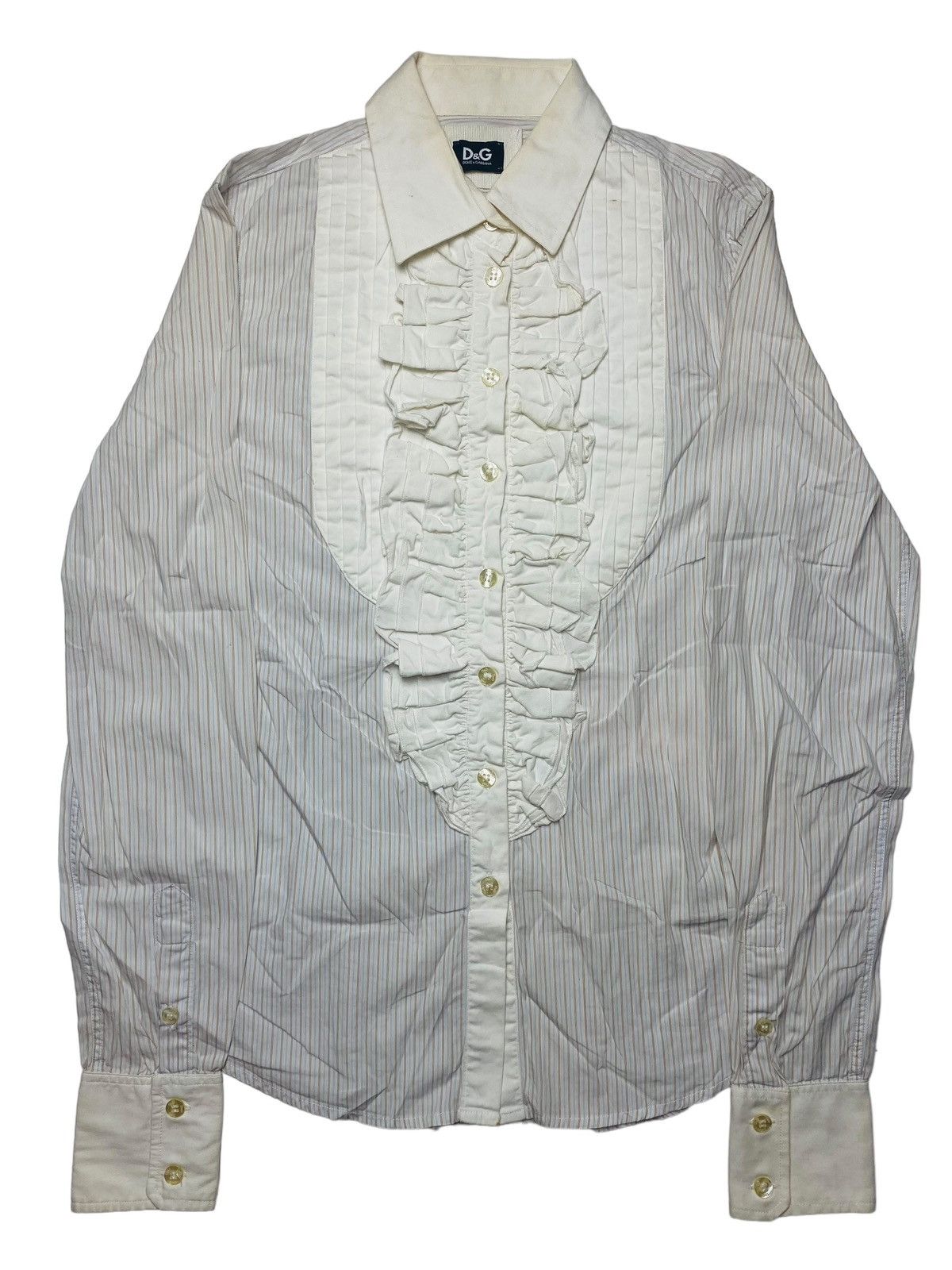 image of Dolce Gabbana 2000S Dolce & Gabbana - Ruffle Shirt in White, Men's (Size Small)