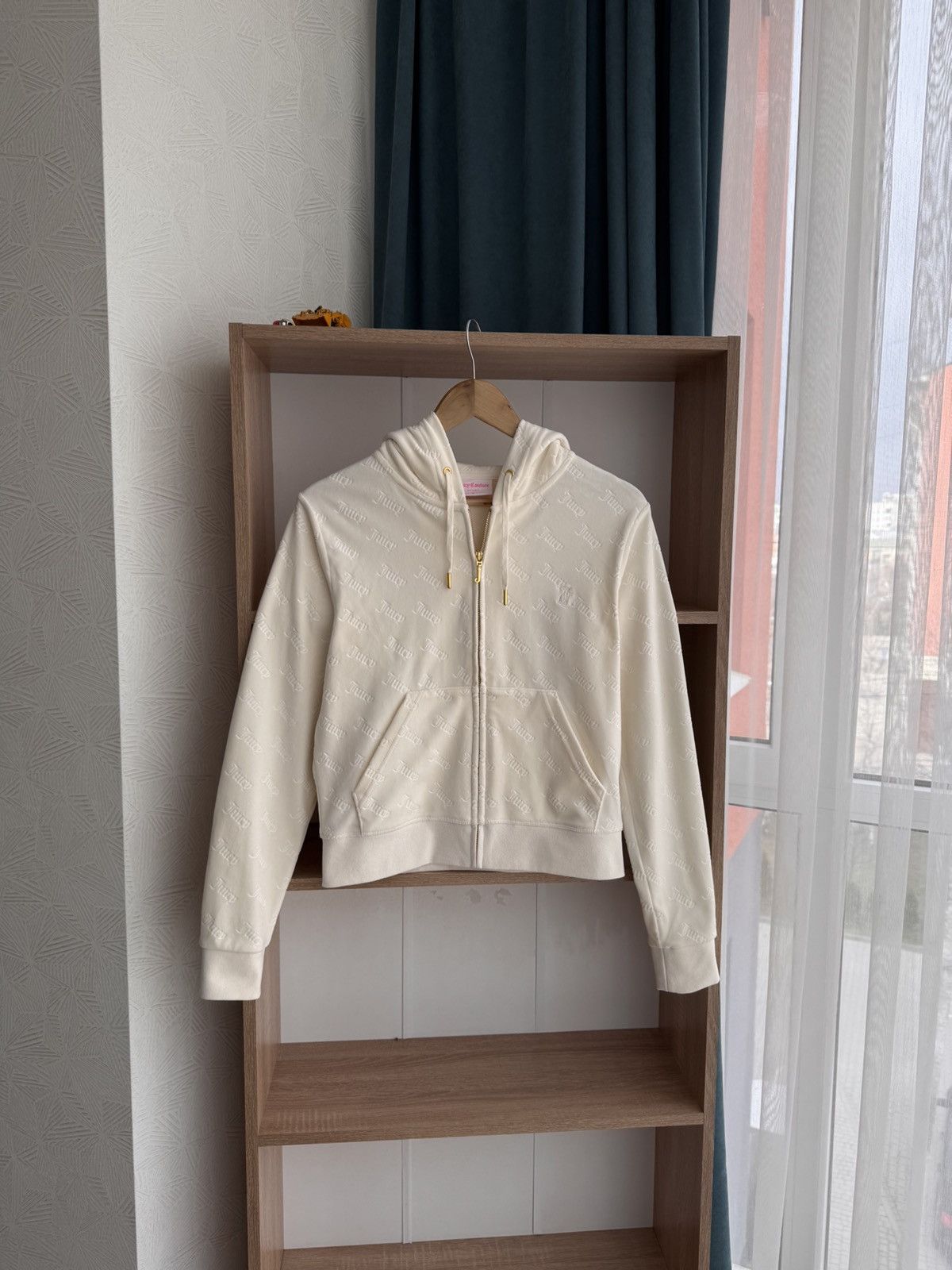 Juicy Couture Juicy Couture Sport MilkyBeige Luxury Multilogo VelourHoodie Size M / US 6-8 / IT 42-44 - 6 Thumbnail