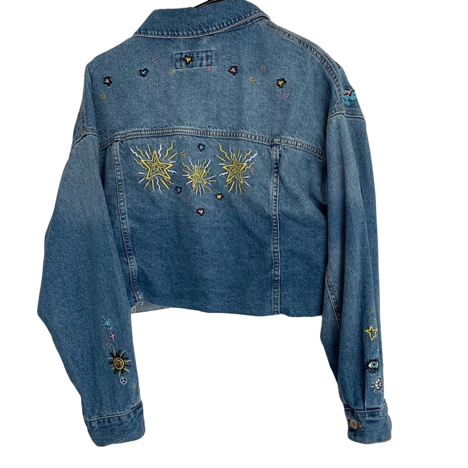 Forever 21 WOMENS JUNIORS FOREVER 21 CROP JEAN JACKET PATCHWORK NICE Size M / US 6-8 / IT 42-44 - 2 Thumbnail