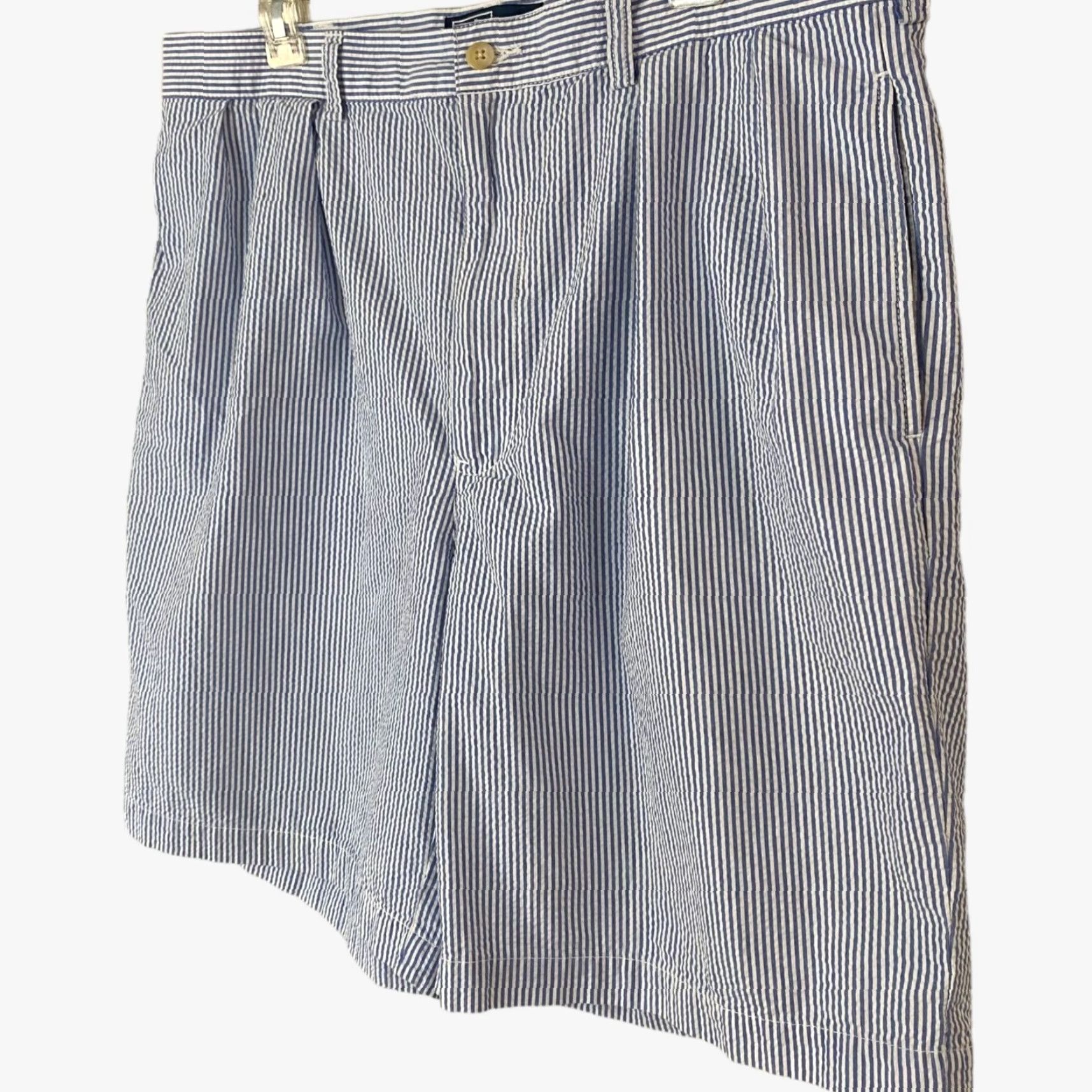 Polo Ralph Lauren VINTAGE Polo Ralph Lauren Tyler Shorts Seersucker Pleated Mens 38 Blue White Stripe Size US M / EU 48-50 / 2 - 2 Thumbnail
