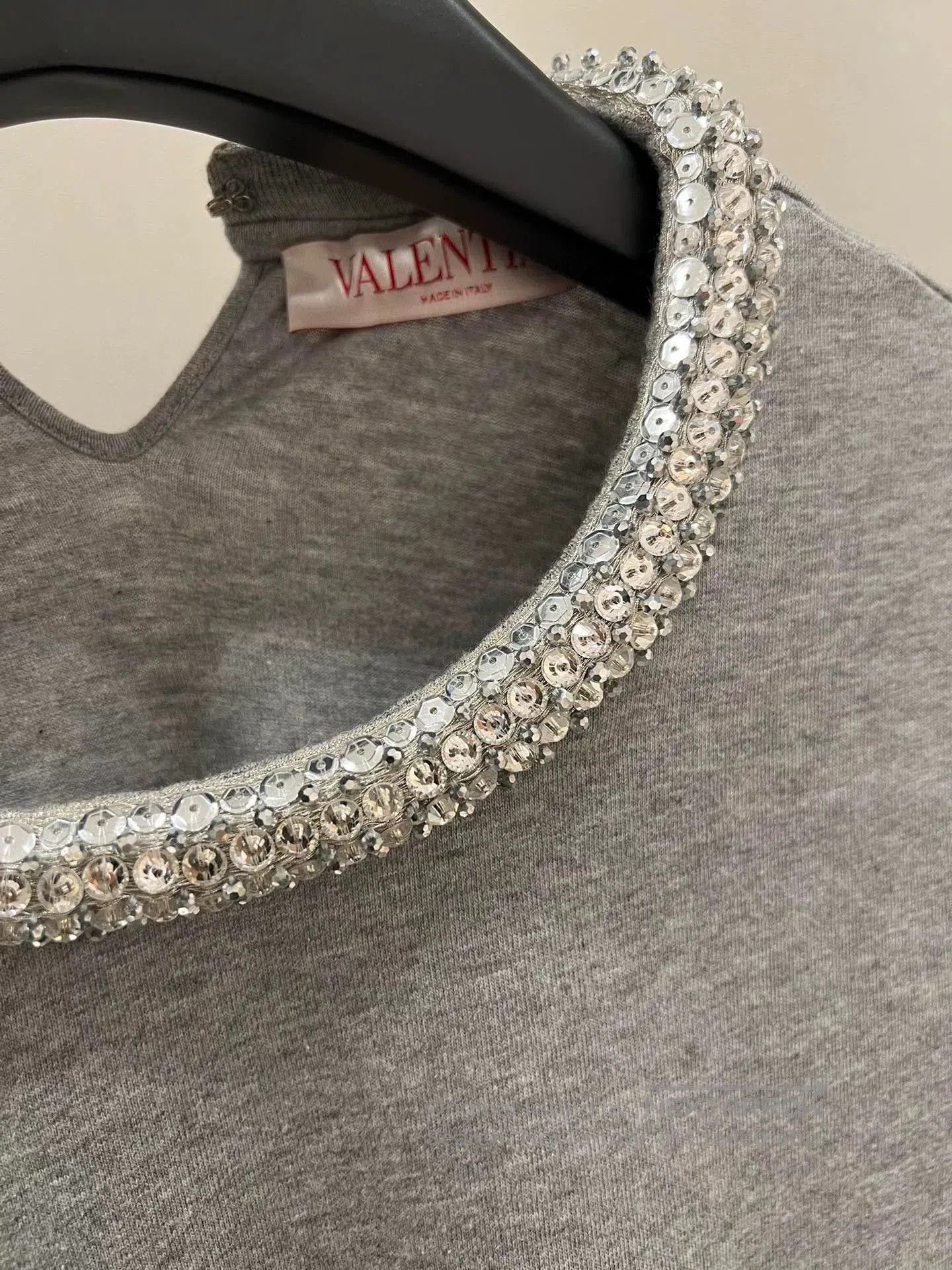 Valentino Valentino Gray Crystal Collar Short Sleeve. Size US L / EU 52-54 / 3 - 3 Thumbnail