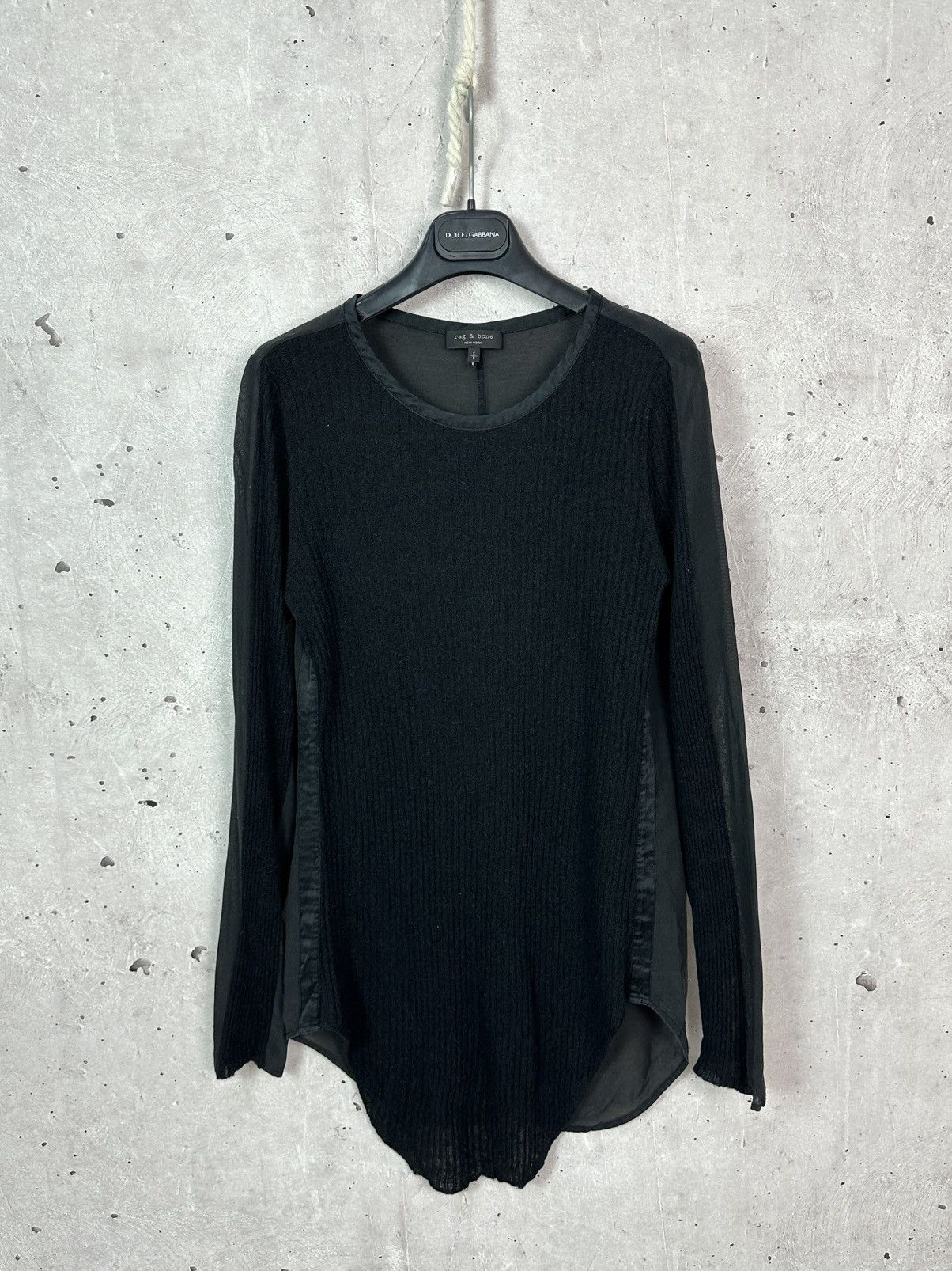 Rag & Bone × Vintage Rag&Bone Wool Silk Blended Black Ribbed Long Sleeve Sweater Size S / US 4 / IT 40 - 1 Thumbnail